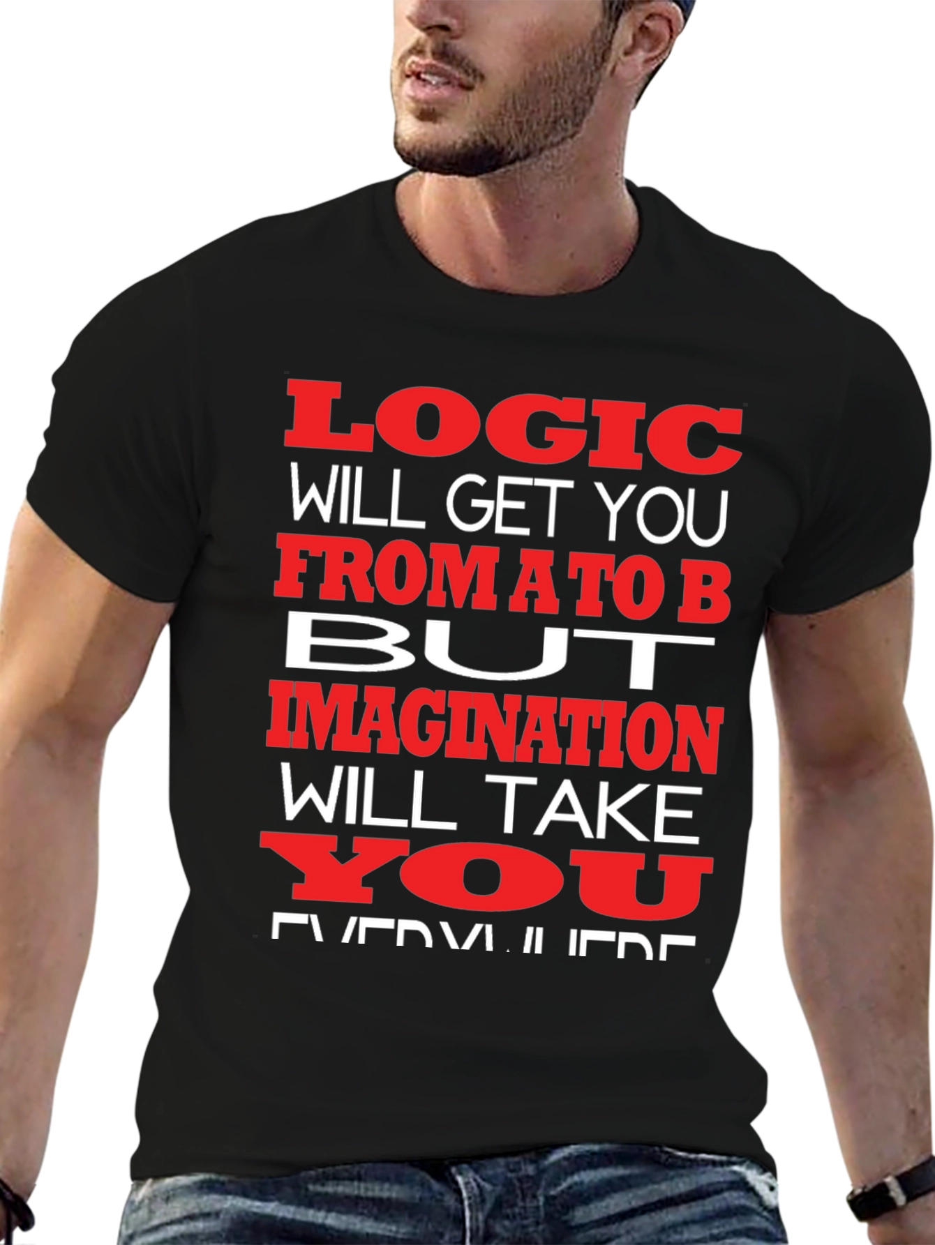 Black Logic vs. Imagination Graphic T-Shirt view 6