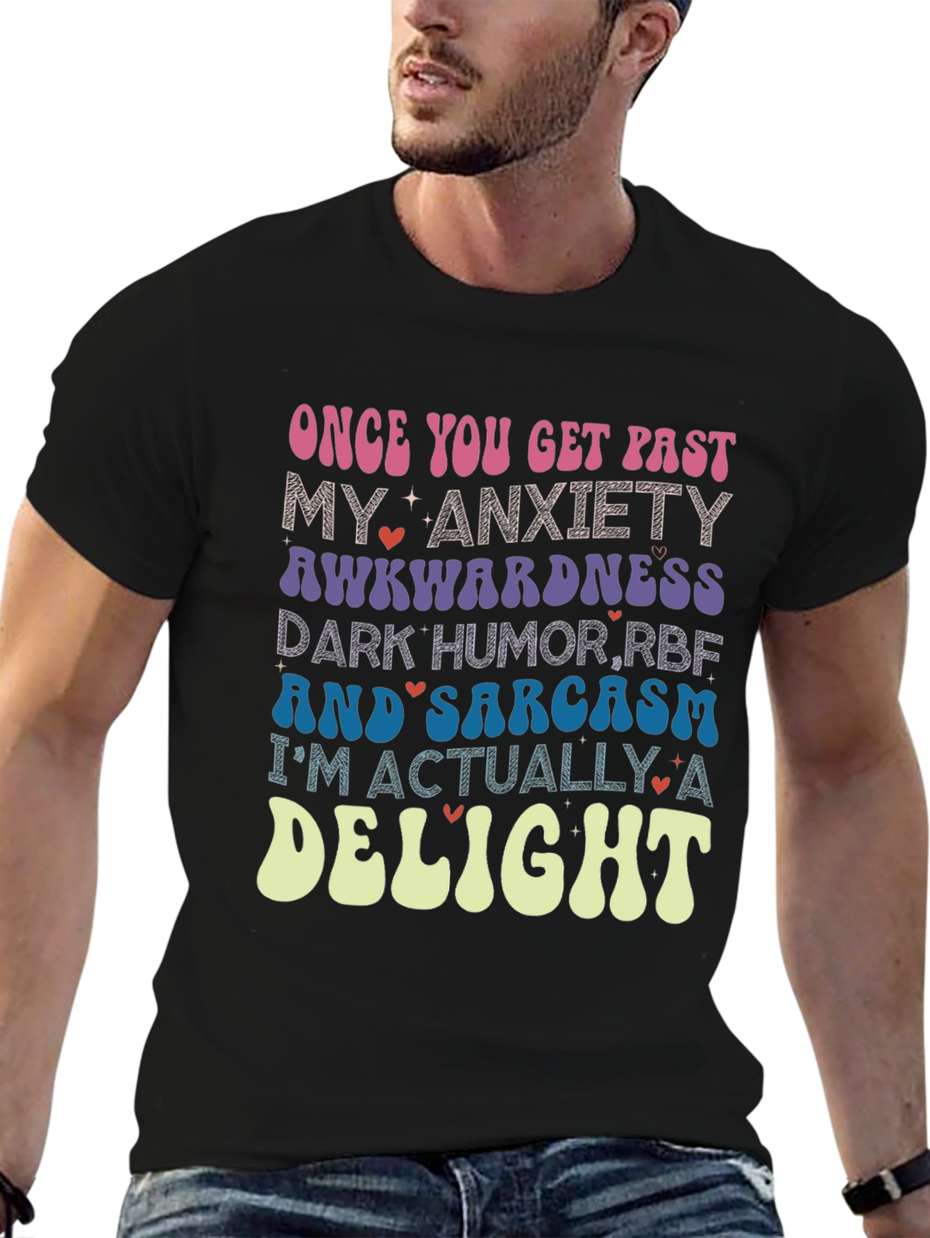 Black Anxiety Sarcasm Delight Novelty Graphic Tee view 6
