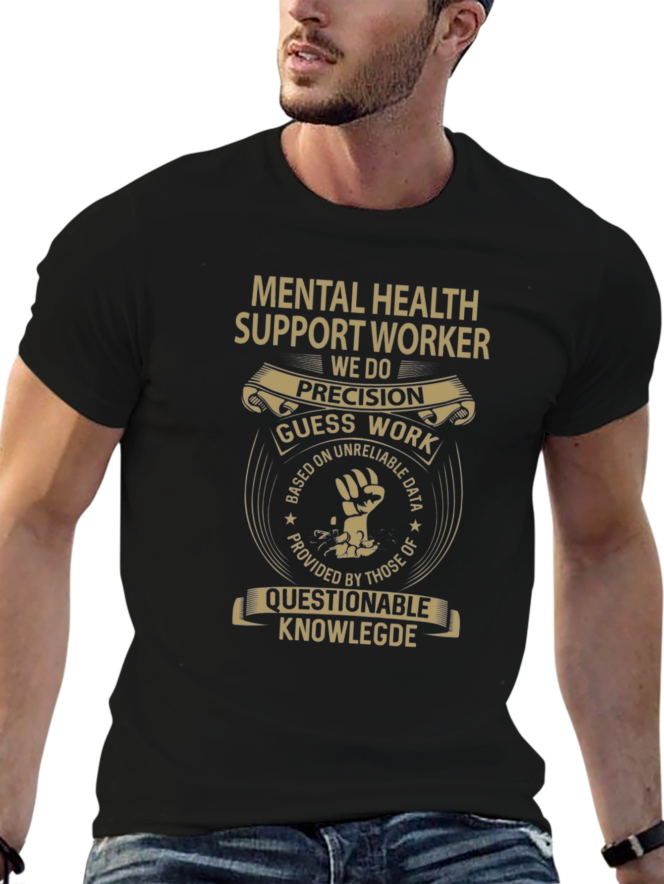 Black Mental Health Support Worker Novelty T-Shirt view 6