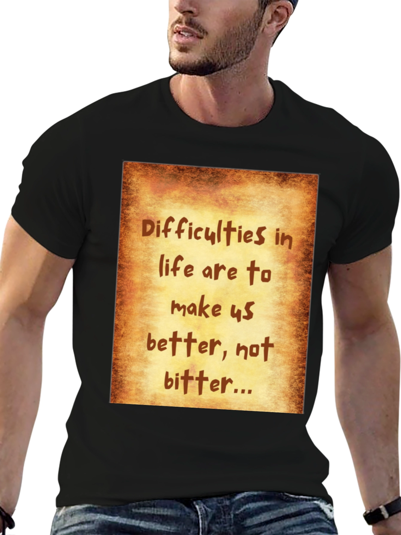 Black Inspirational Quote Graphic Tee - Black view 6