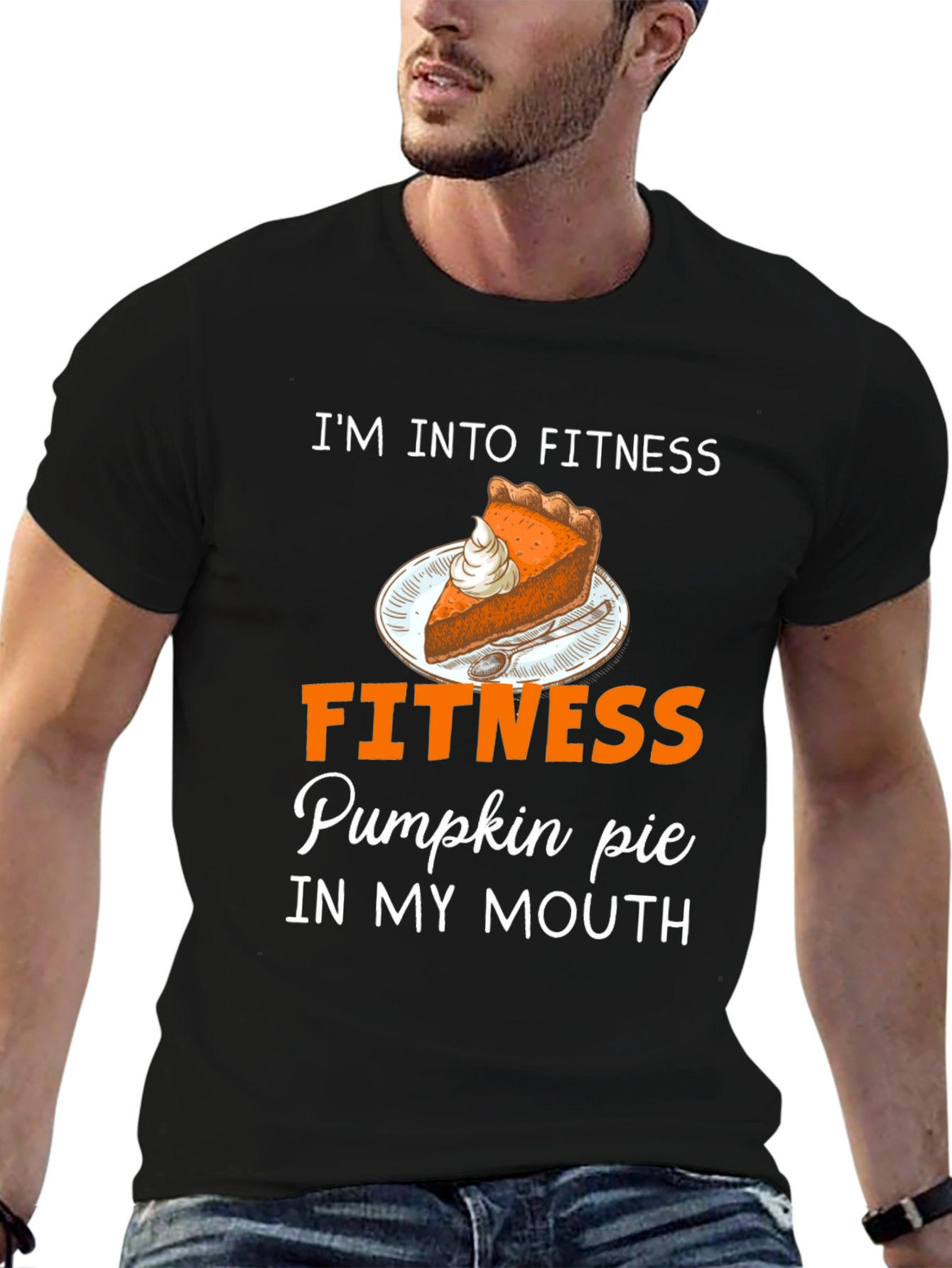 Black Funny Fitness Pumpkin Pie T-Shirt view 6