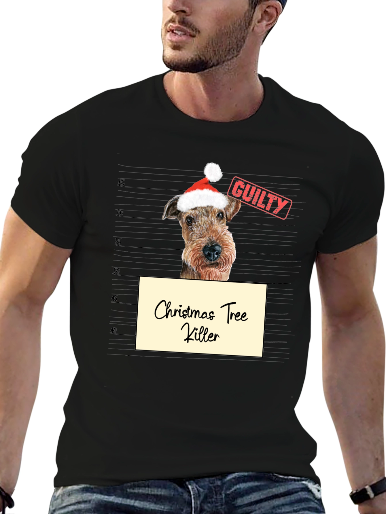 Christmas Tree Killer Dog Mugshot Graphic Tee - 6