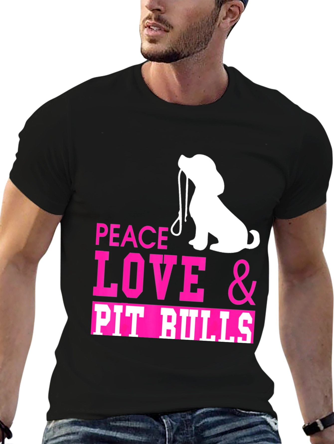 Black Peace Love & Pit Bulls T-Shirt view 6