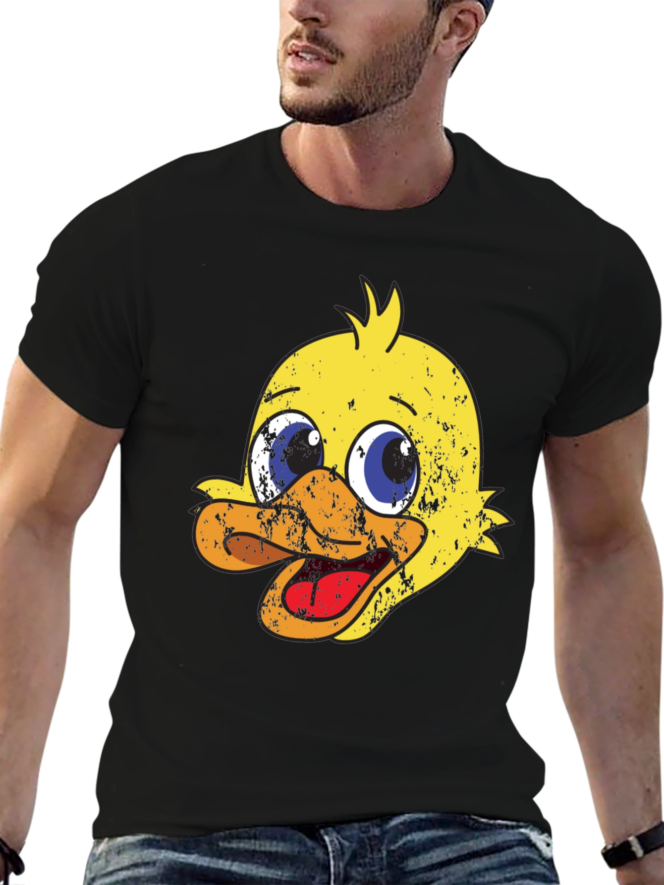 Black Duck Cartoon Graphic Print Black T-Shirt view 6