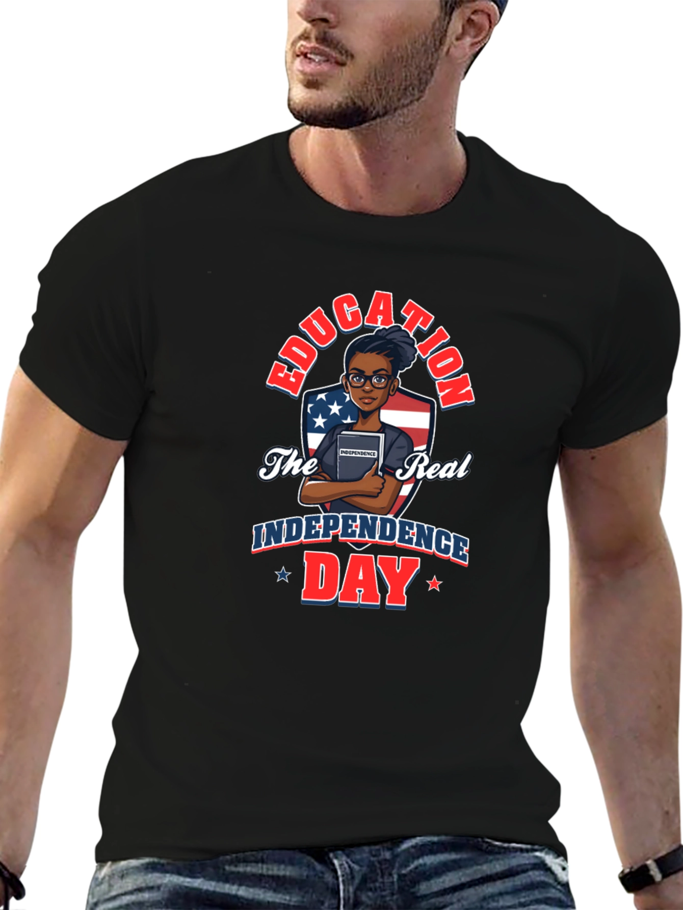 Black Education Independence Day Graphic Tee view 6