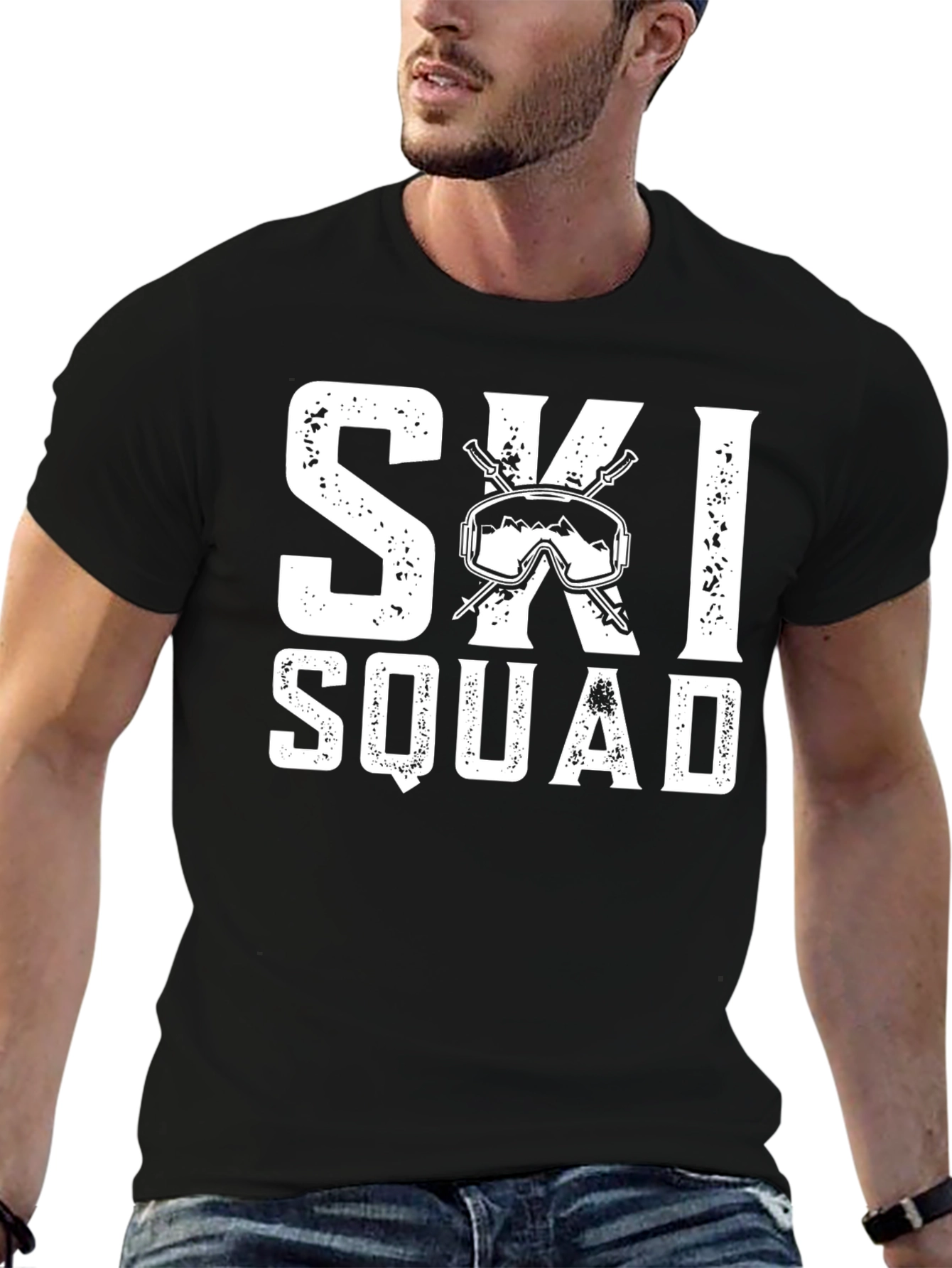 Black Ski Squad T-Shirt - Winter Sports Apparel view 6