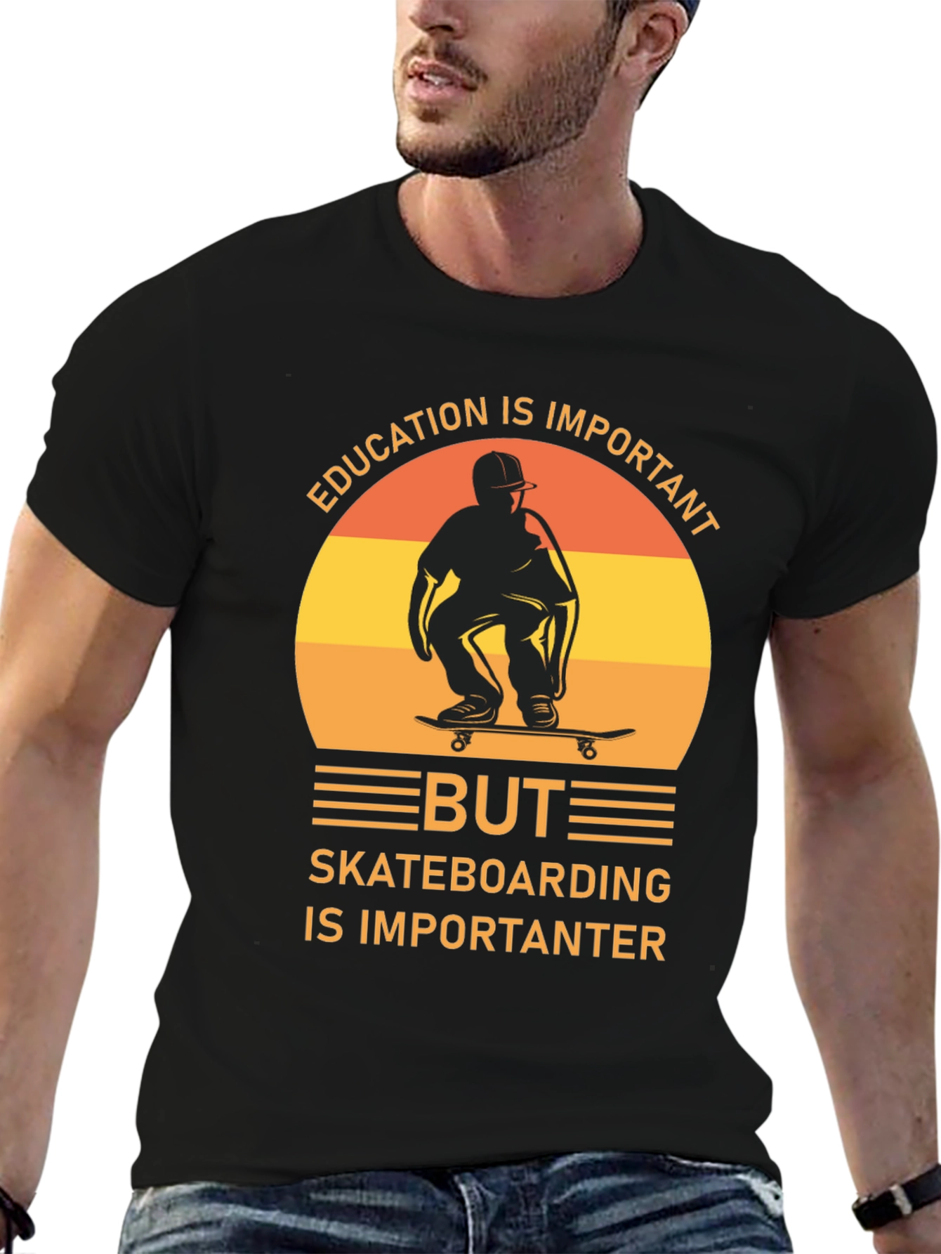 Skateboarding Graphic Tee - Education is Important, But... - 6
