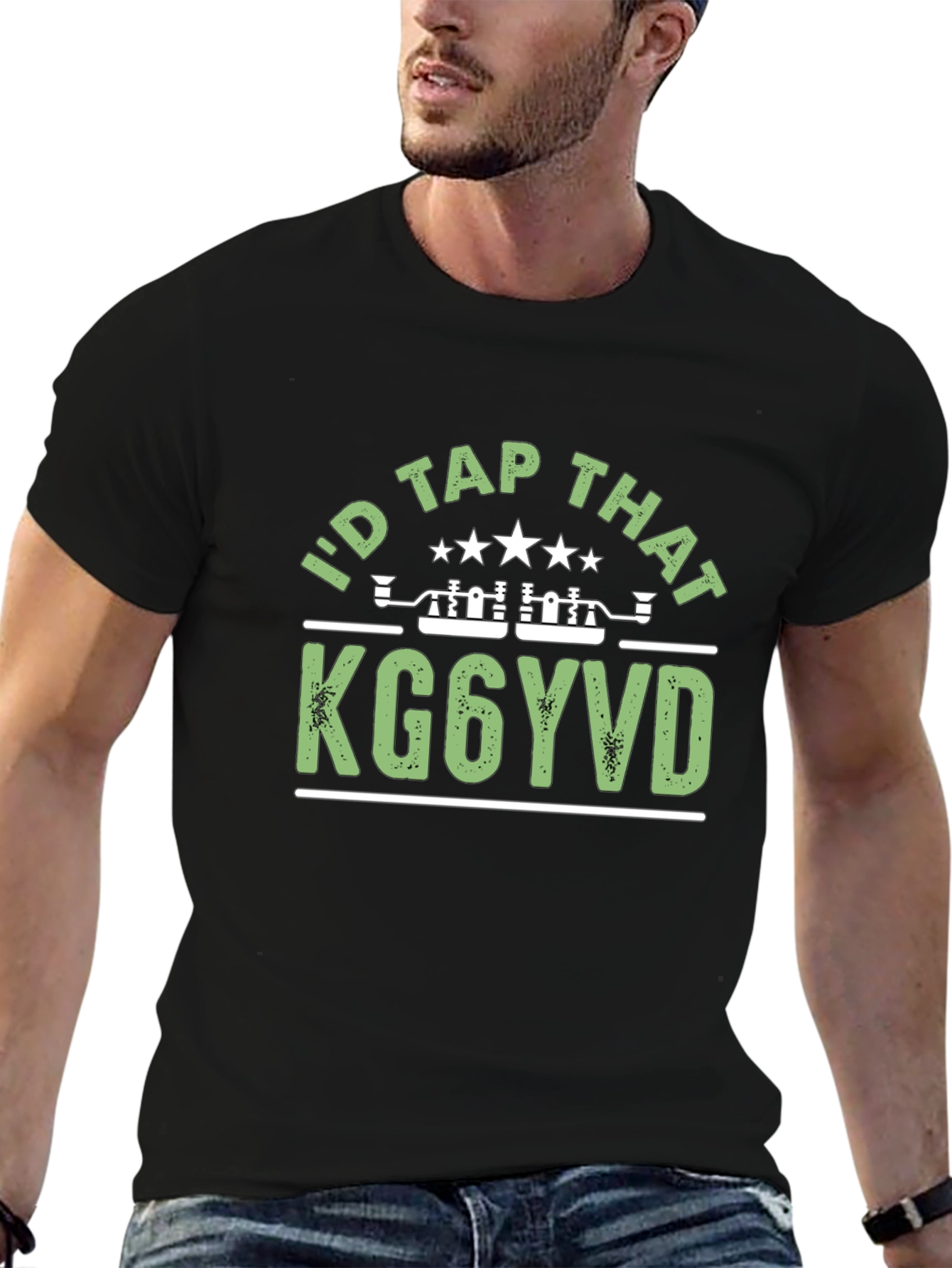 Black I'd Tap That KG6YVD T-Shirt - Amateur Radio view 6