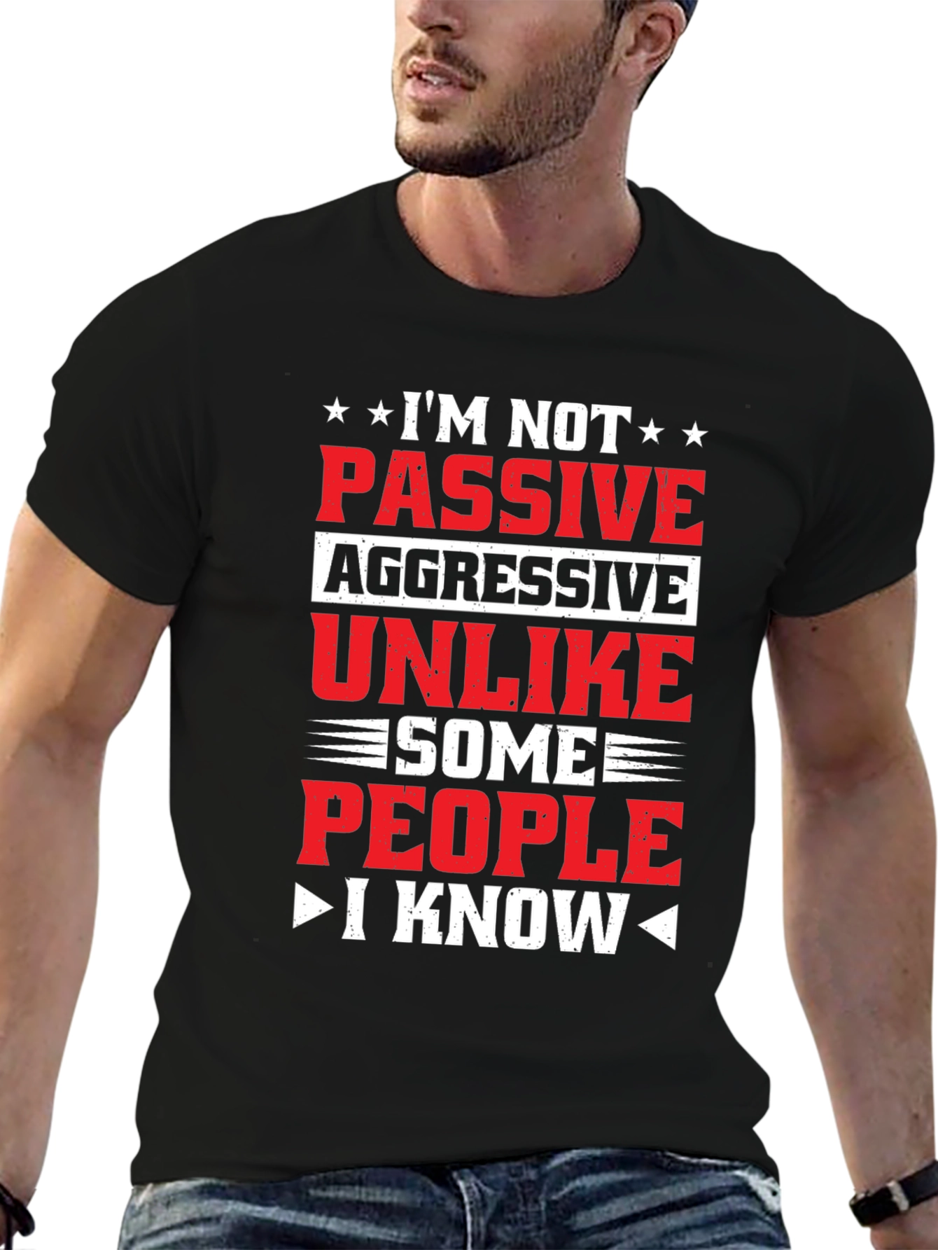 Black Passive Aggressive Funny Graphic T-Shirt view 6