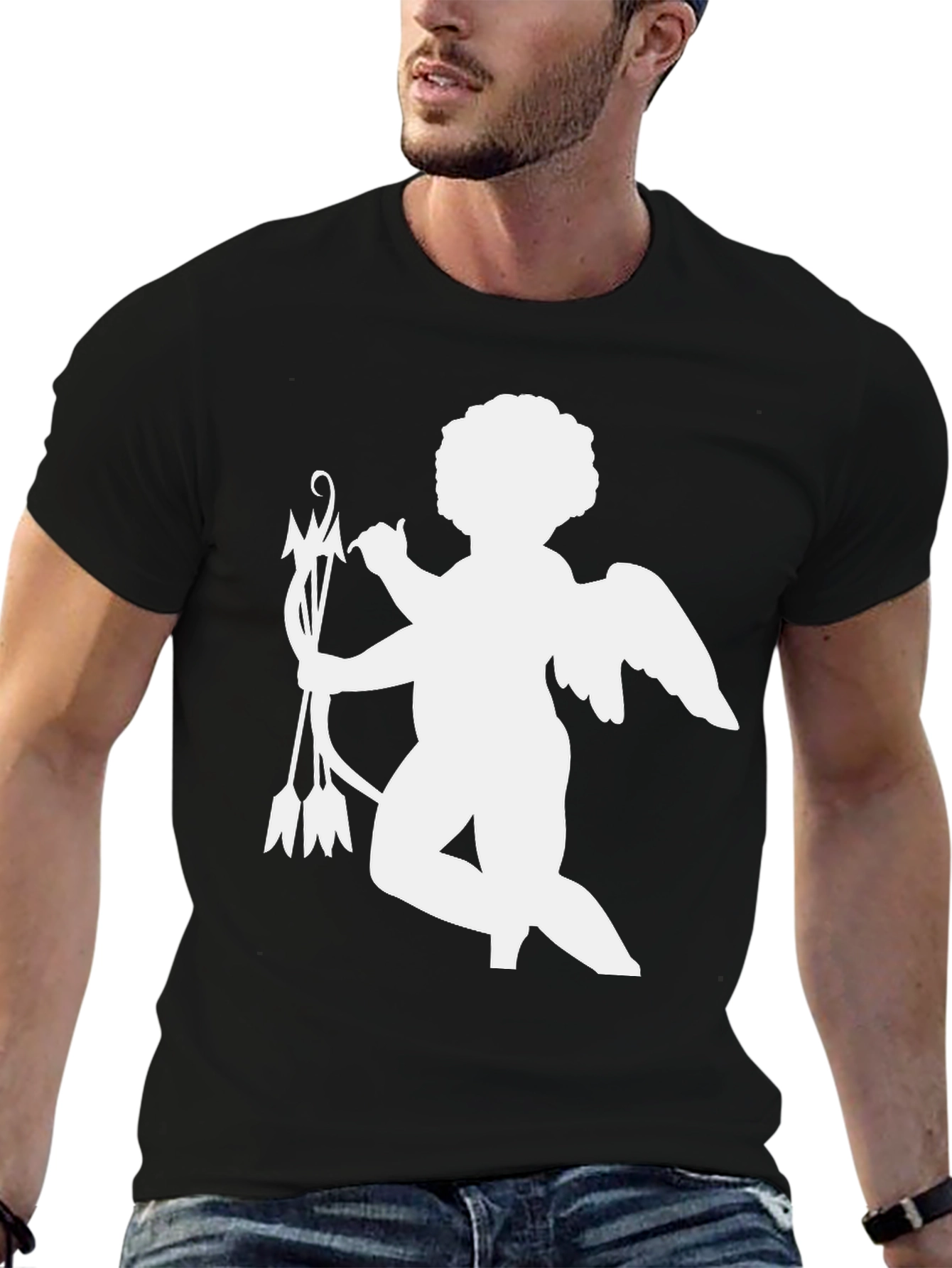 Black Cupid Graphic T-Shirt - Stylish Black Tee view 6