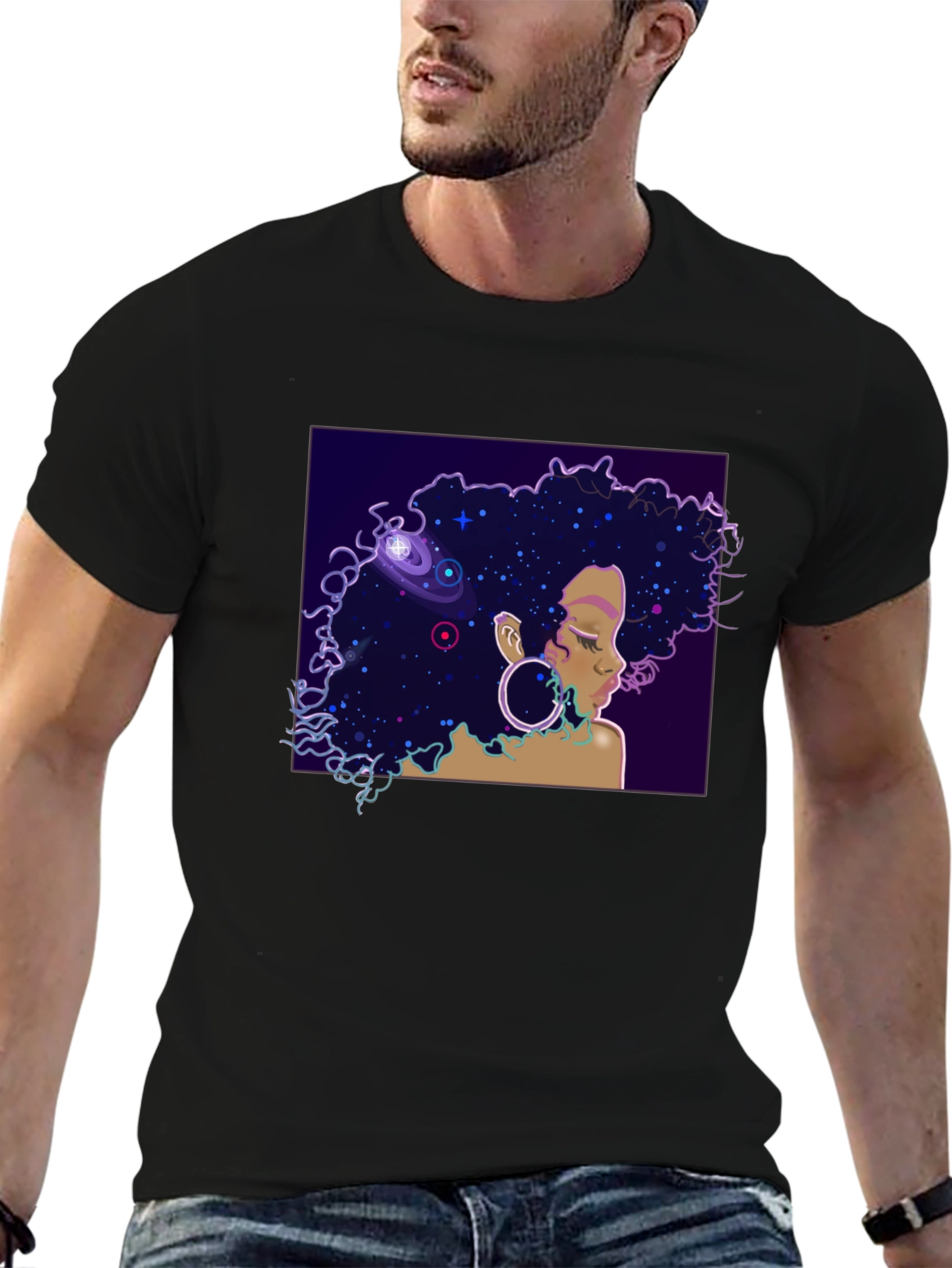 Black Cosmic Queen Black T-Shirt view 6