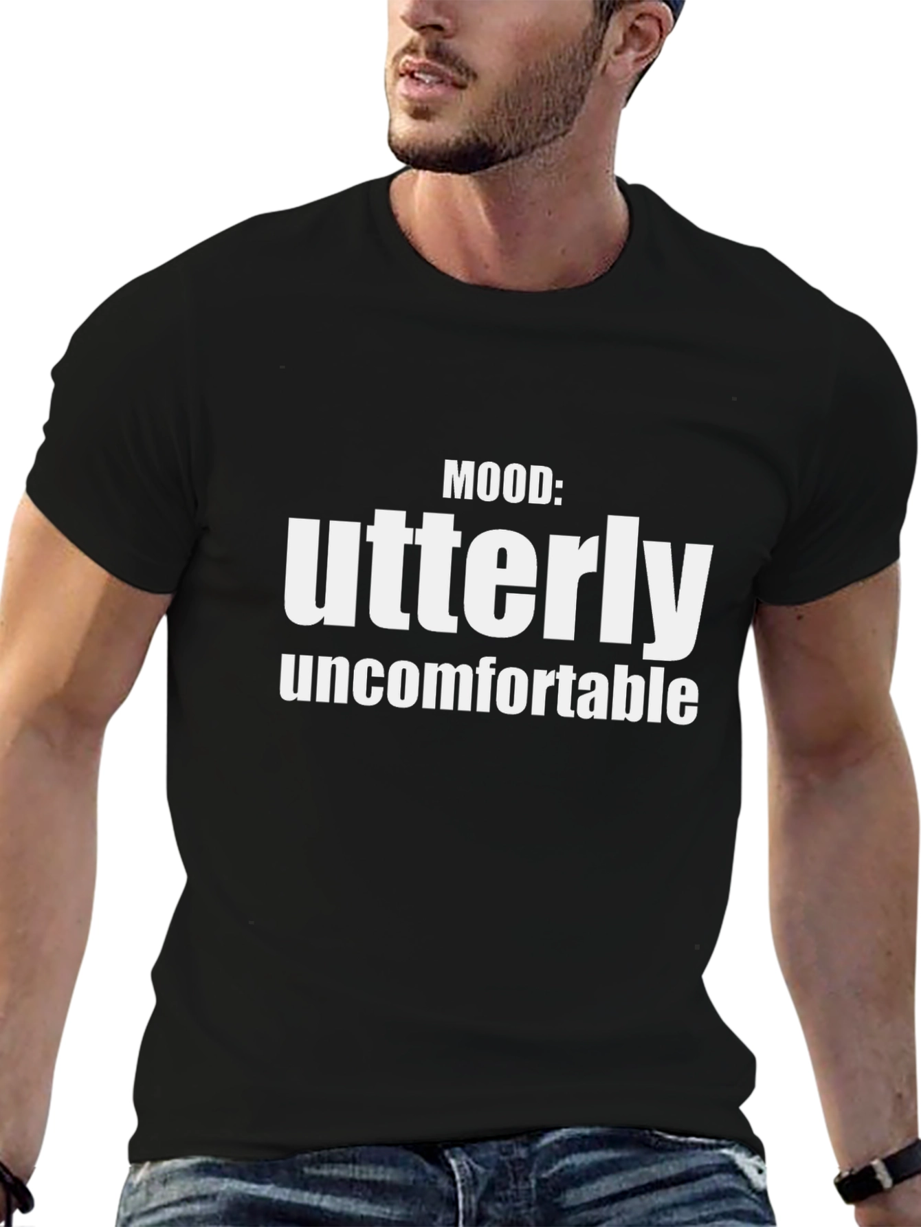 Black Utterly Uncomfortable Funny T-Shirt view 6