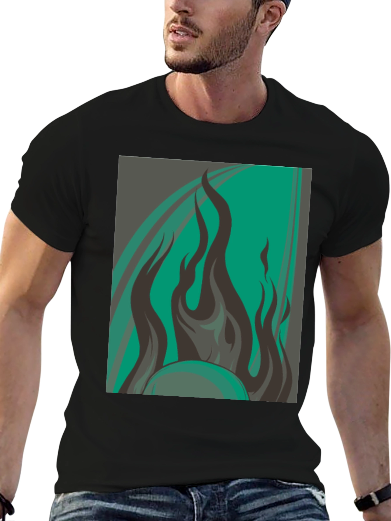 Black Fiery Graphic Tee - Bold & Stylish view 6