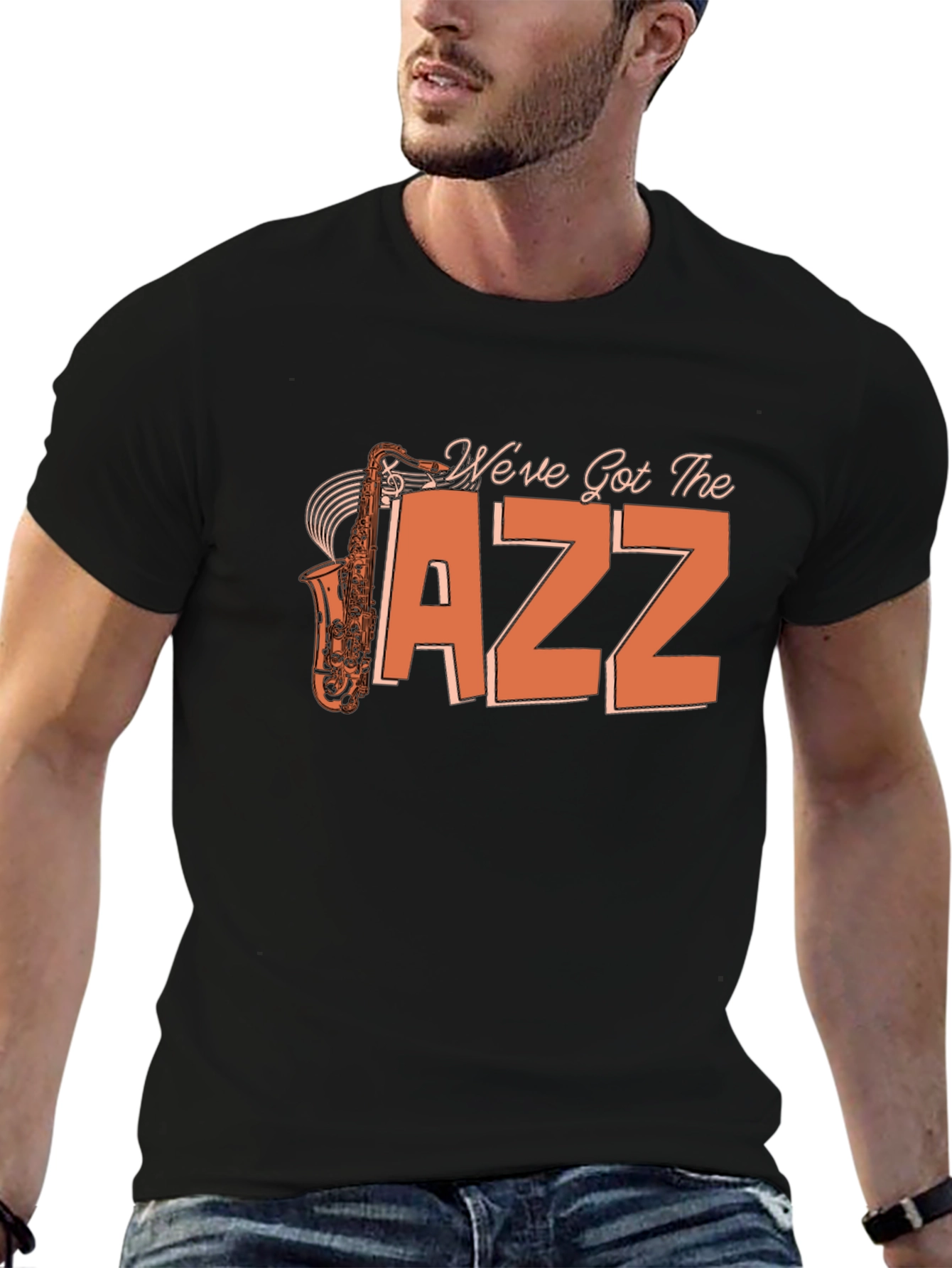 Black We've Got the Jazz Saxophone T-Shirt view 6