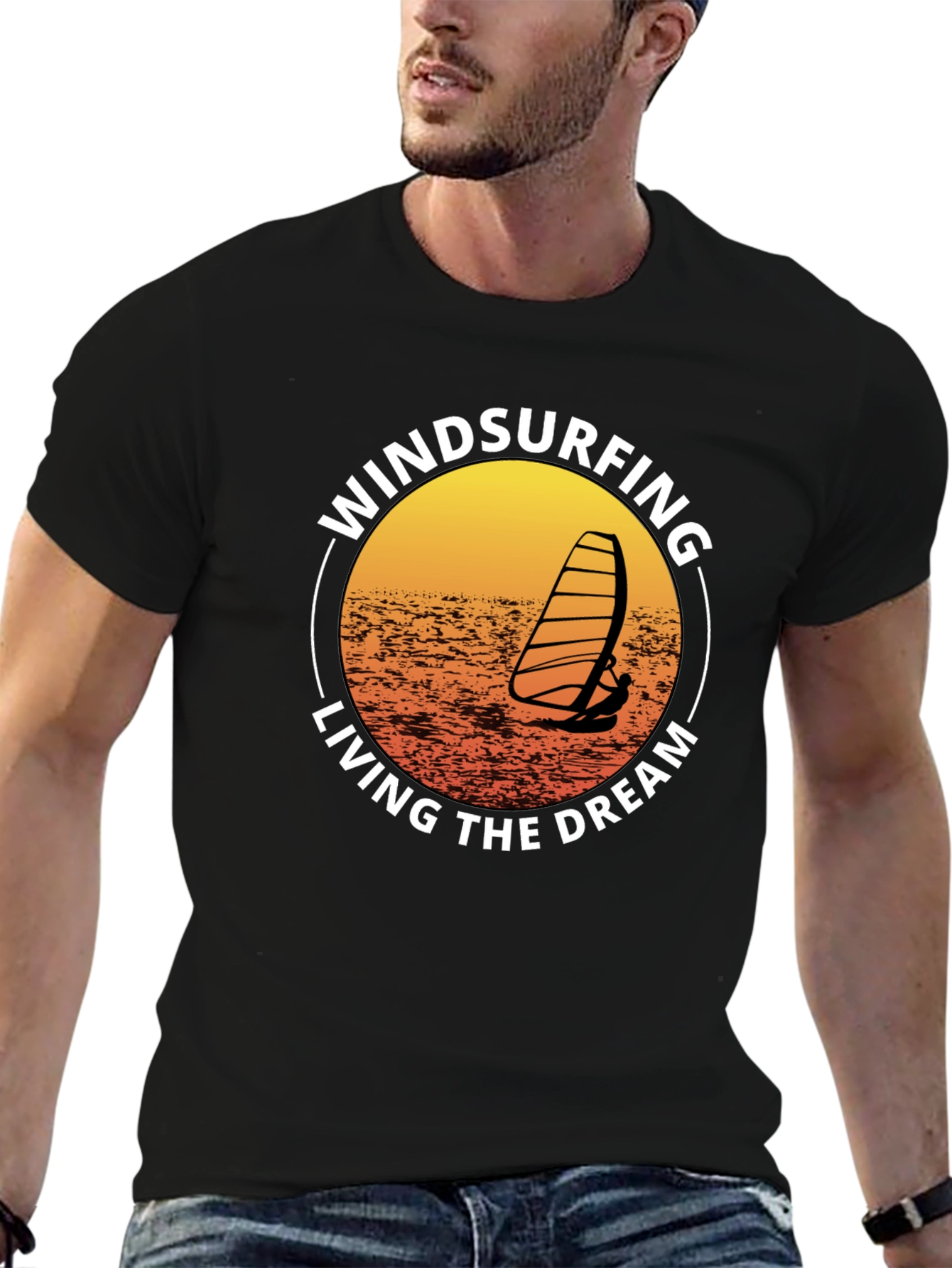 Black Windsurfing Living The Dream Graphic T-Shirt view 6