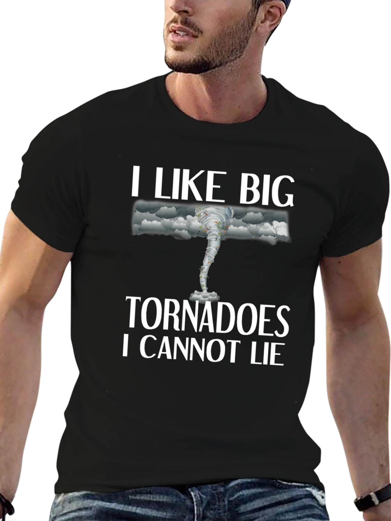 Black I Like Big Tornadoes T-Shirt Funny Weather Tee view 6