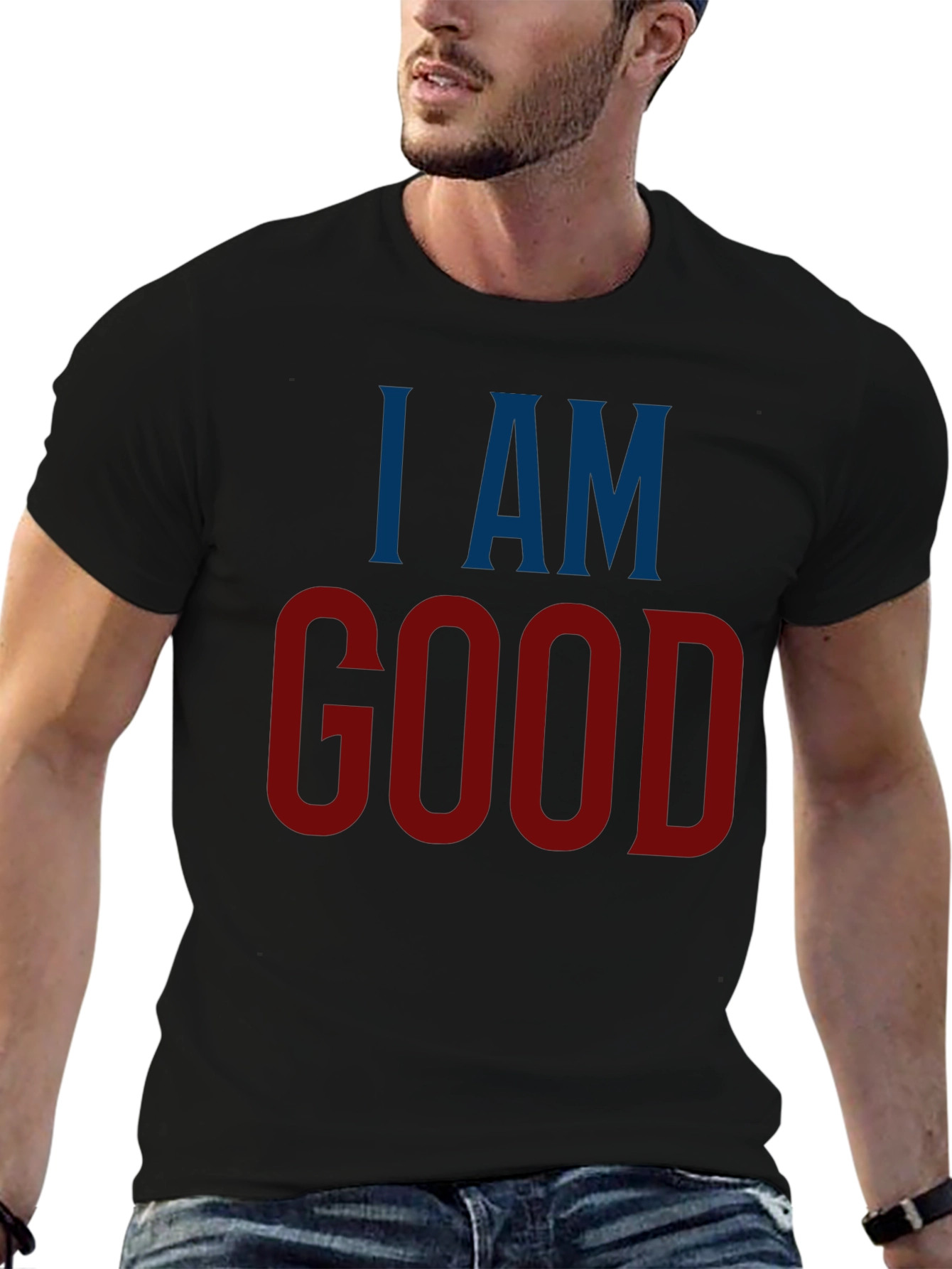 Black I AM GOOD Graphic Tee - Stylish Statement T-Shirt view 6