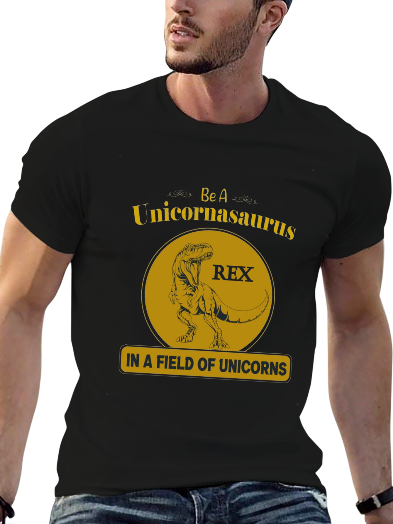Black Unicornasaurus Rex Graphic T-Shirt view 6