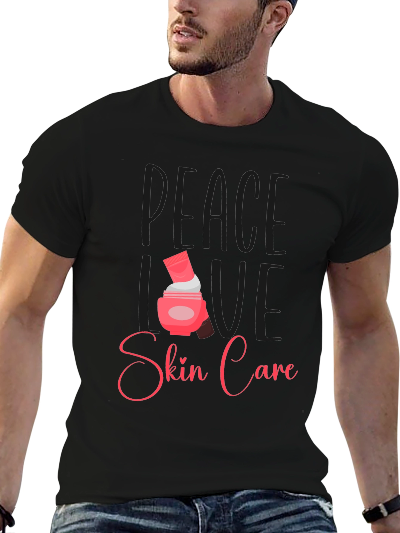 Black Peace Love Skin Care Black T-Shirt view 6