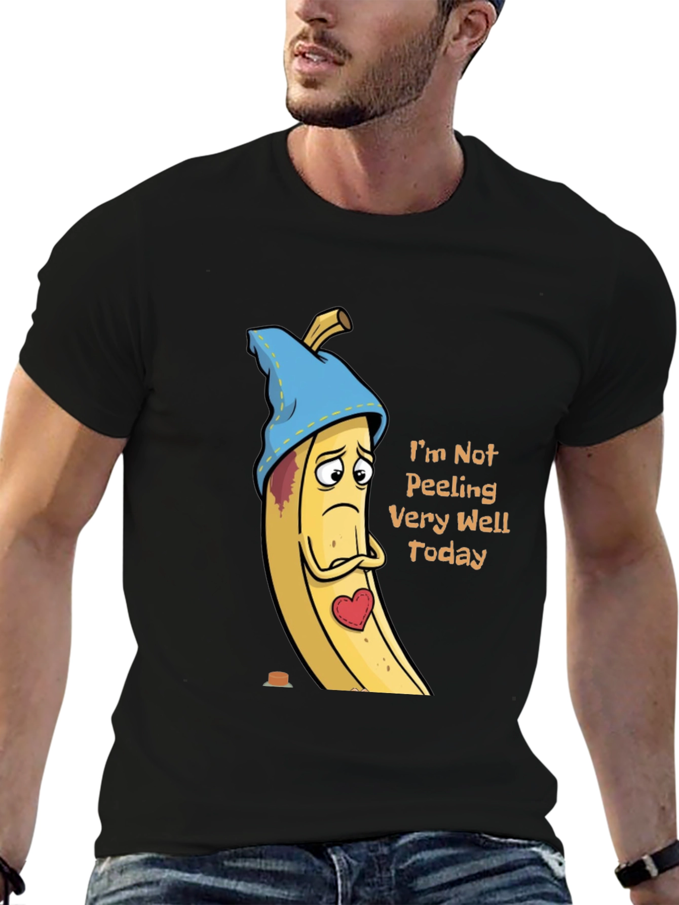 Black Sad Banana T-Shirt - Funny Graphic Tee view 6