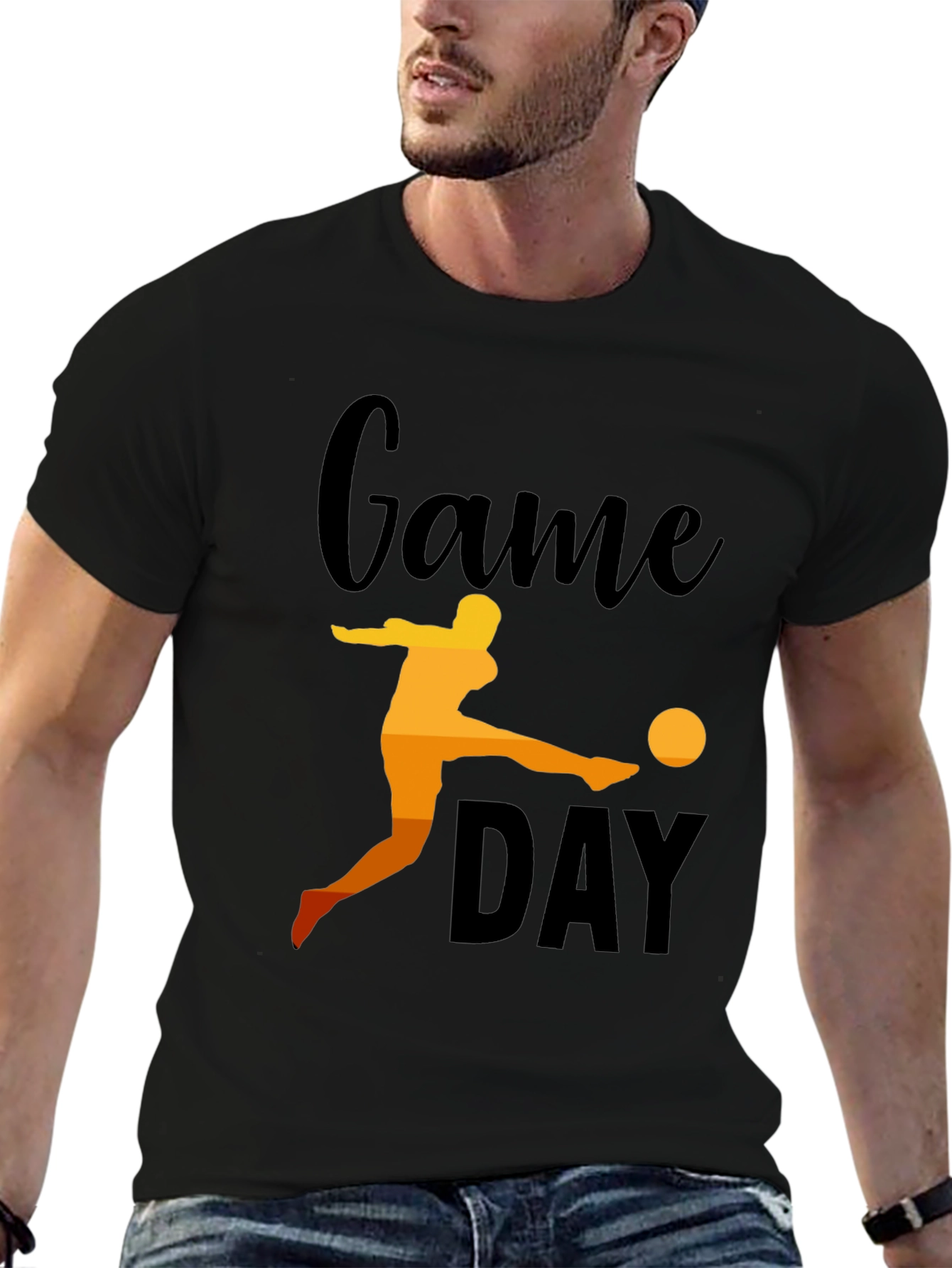 Black Game Day Soccer Graphic Tee - Black Cotton view 6