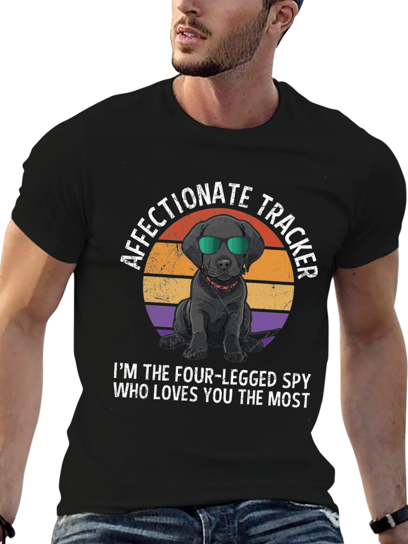 Black Affectionate Tracker Dog Graphic T-Shirt view 6