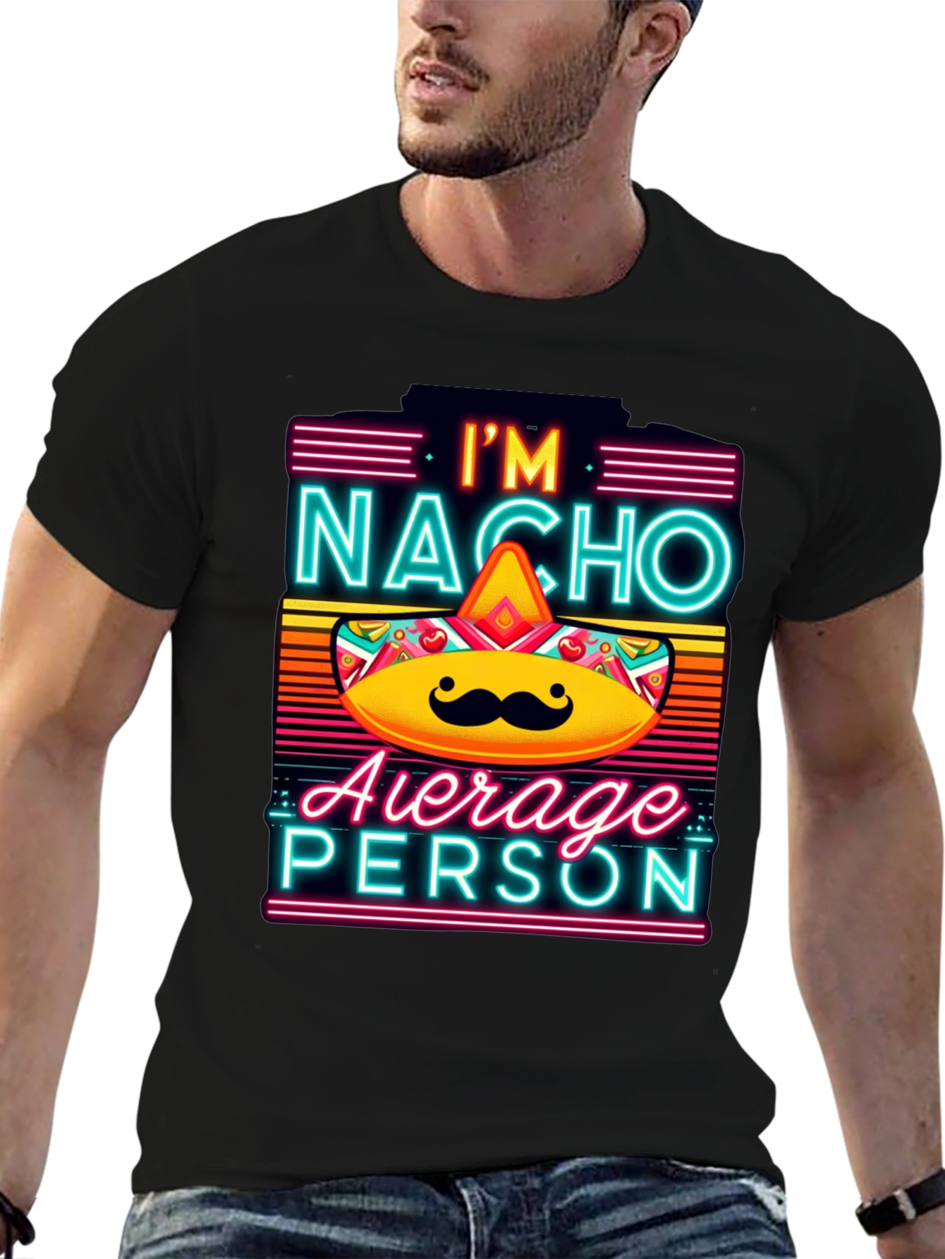 Black Nacho Average Person T-Shirt - Funny Novelty Tee view 6