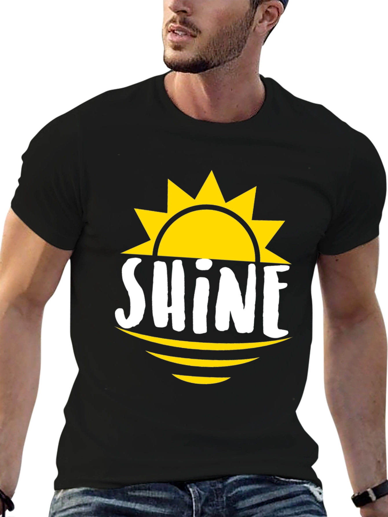 Black Shine Graphic Tee - Men's Black Cotton T-Shirt view 6