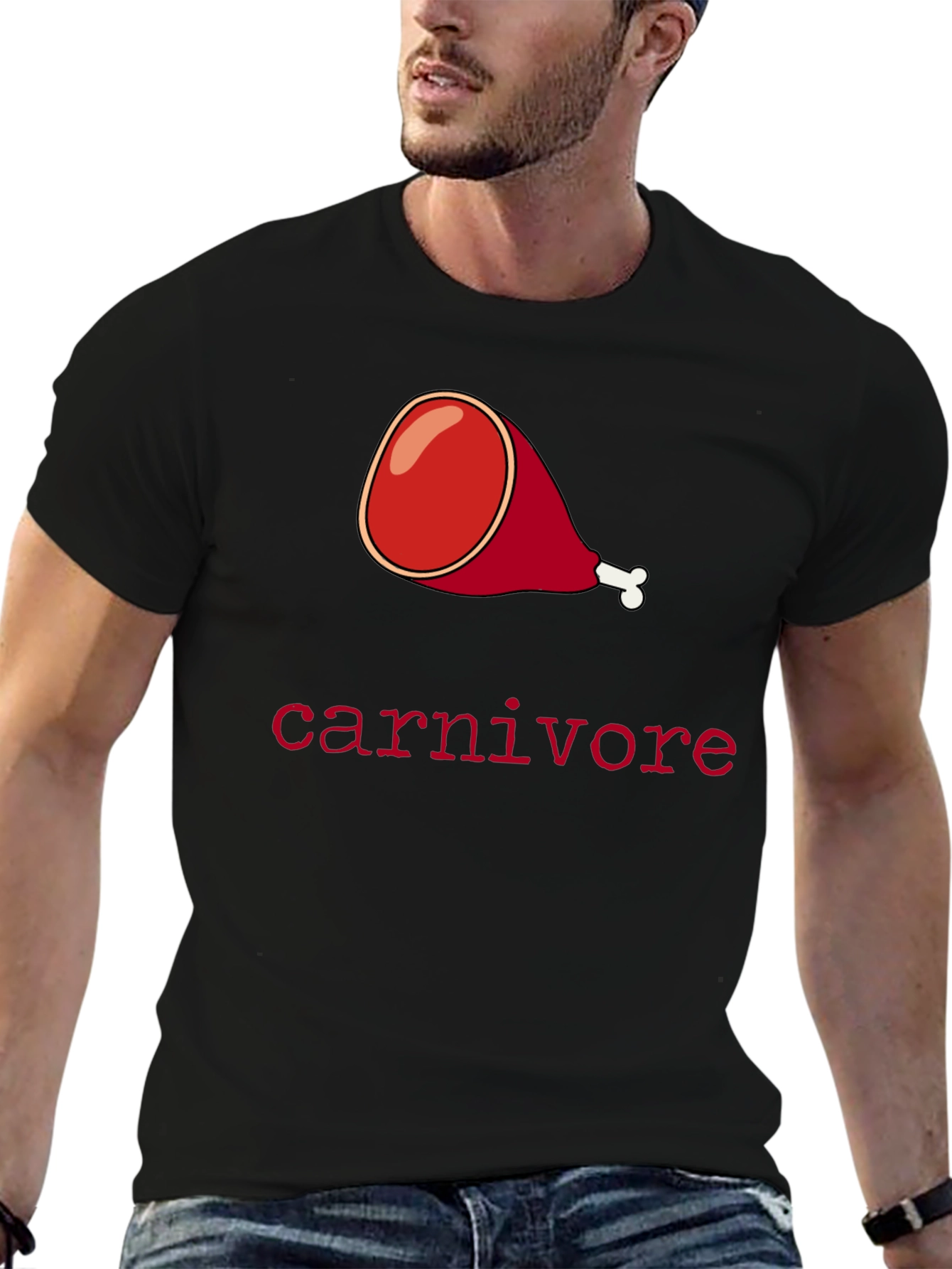 Black Carnivore Ham Graphic Tee - Meat Lover's T-Shirt view 6