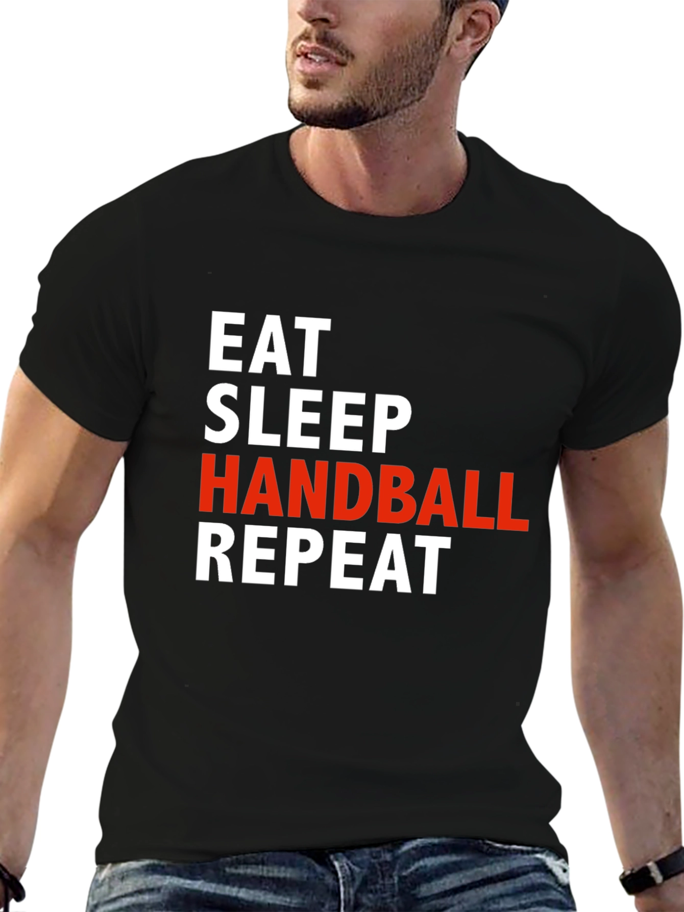 Black Eat Sleep Handball Repeat Graphic T-Shirt view 6