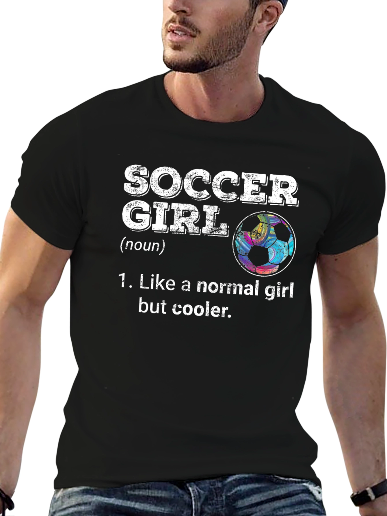 Black Soccer Girl Definition Graphic Tee - Cool & Comfortable view 6