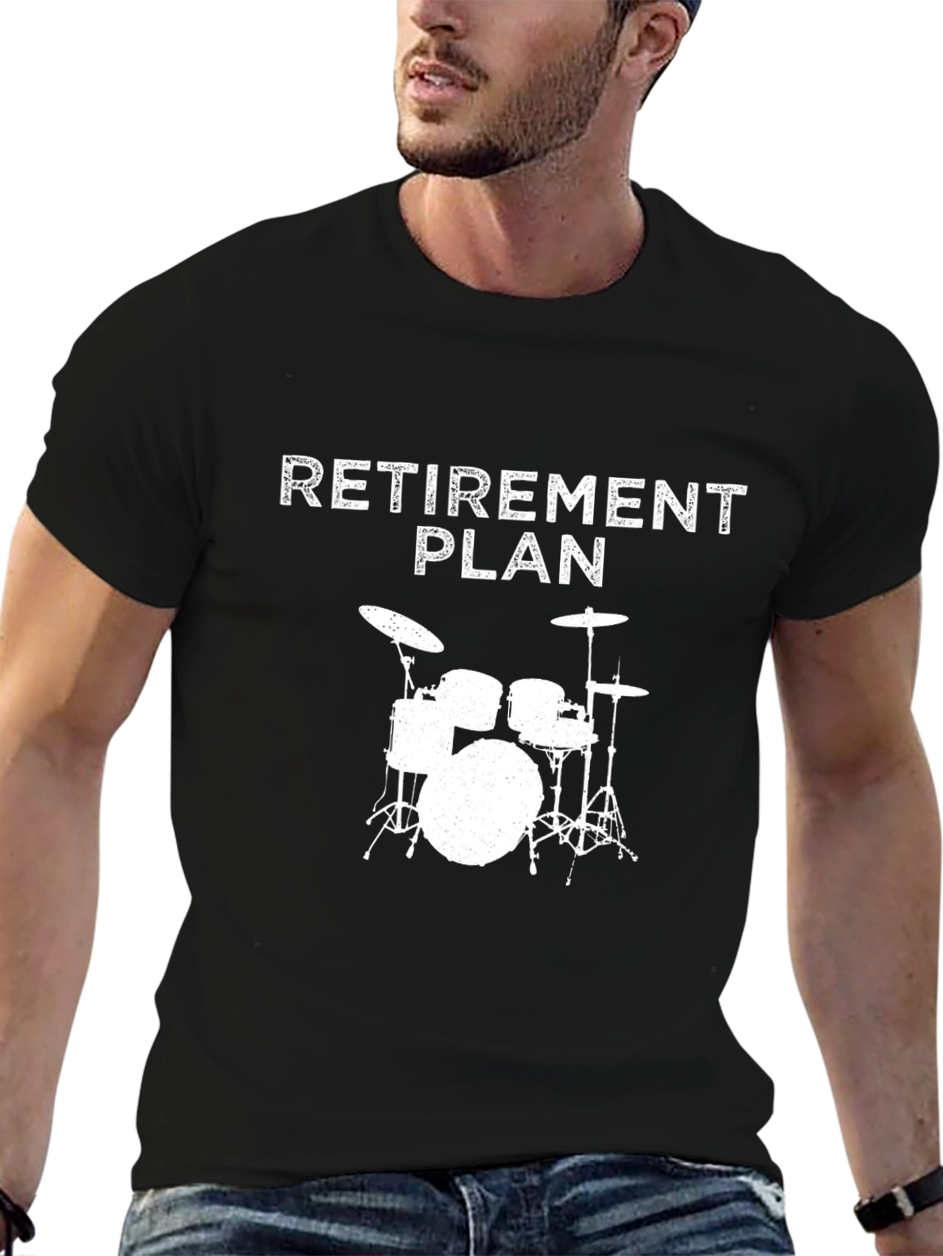 Black Retirement Plan Drum Set T-Shirt - Musician Gift Tee view 6