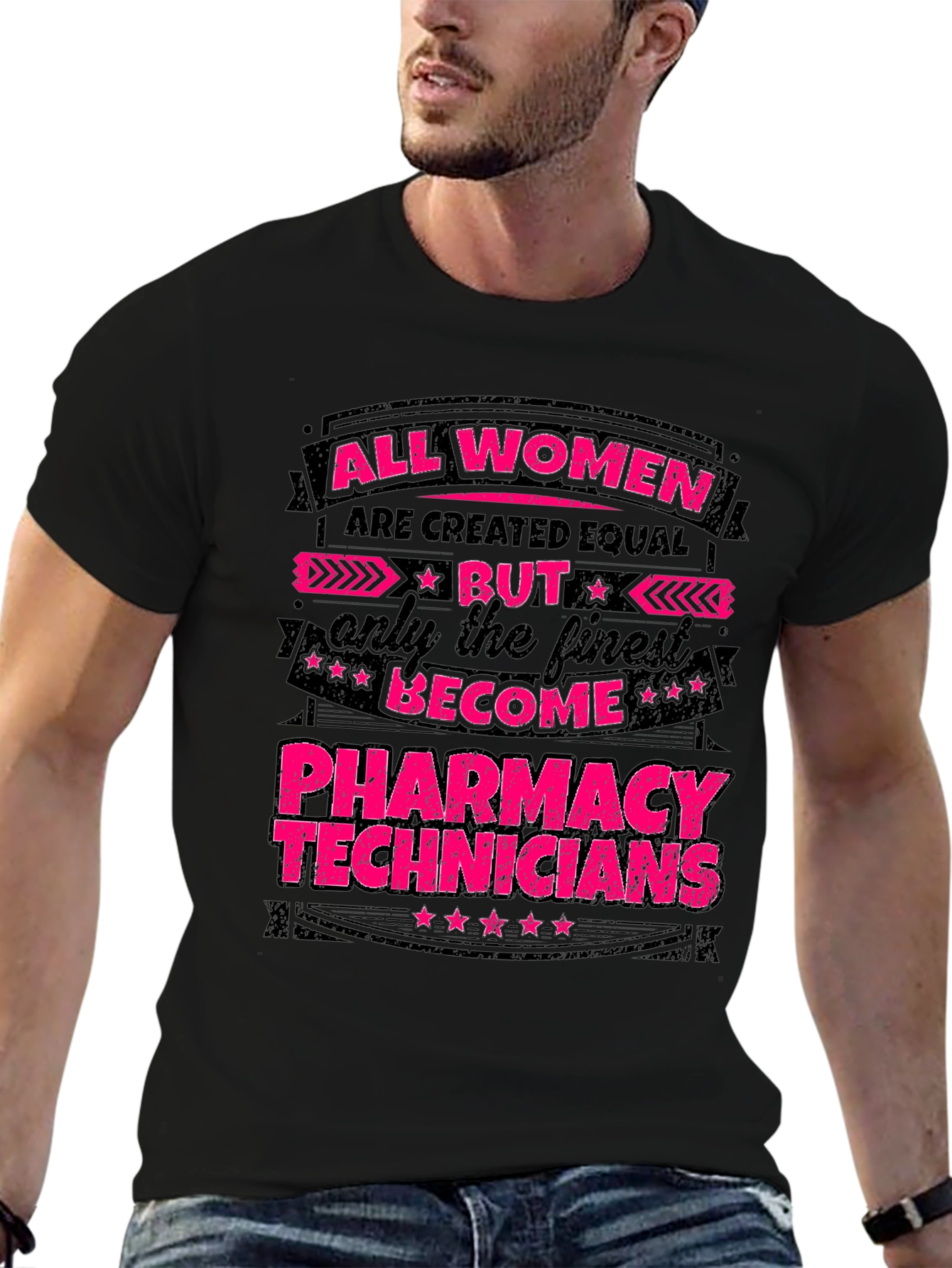 Black All Women Pharmacy Tech T-Shirt - Black Cotton Blend view 6