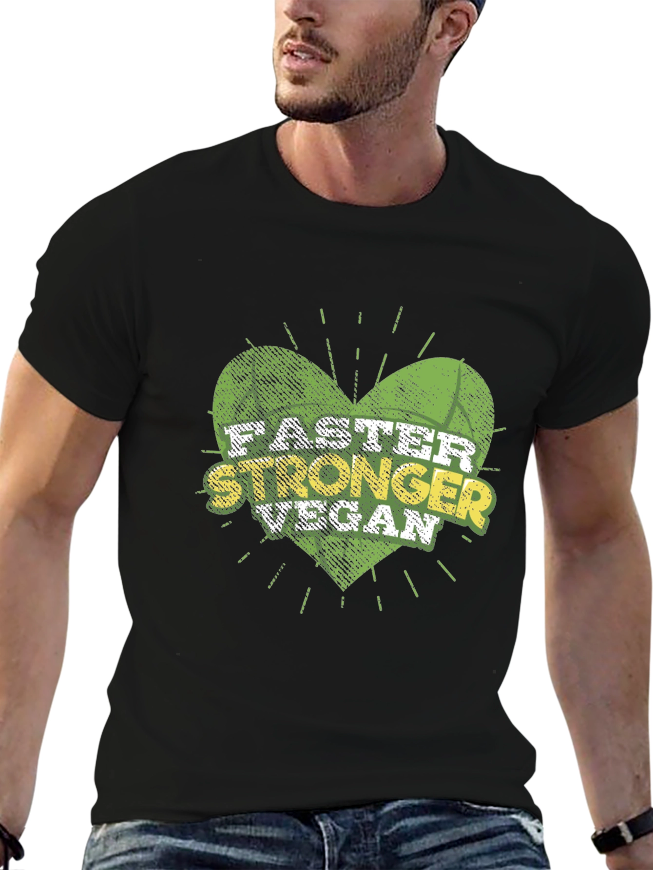 Black Faster Stronger Vegan T-Shirt view 6