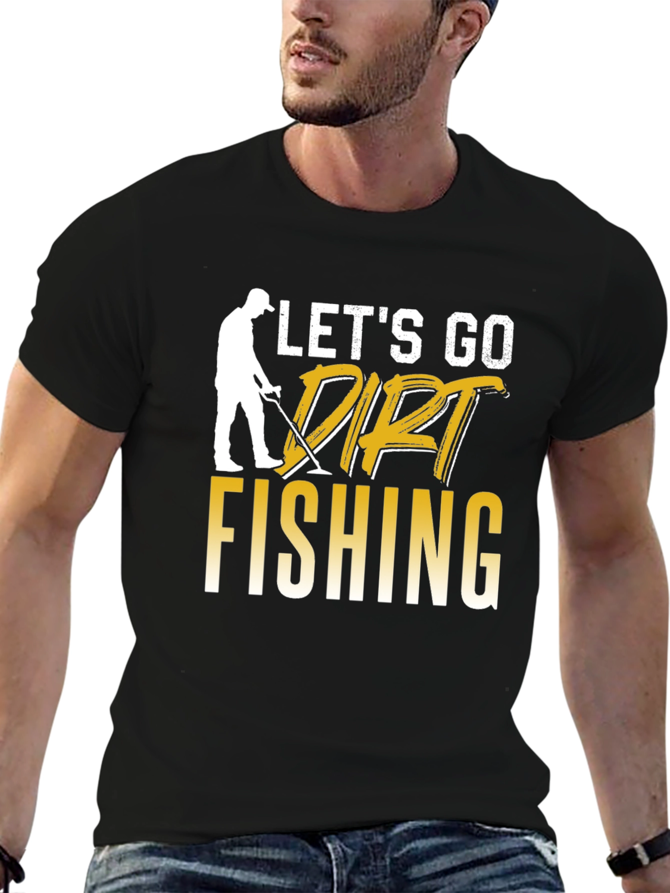 Black Let's Go Dirt Fishing Graphic Tee view 6