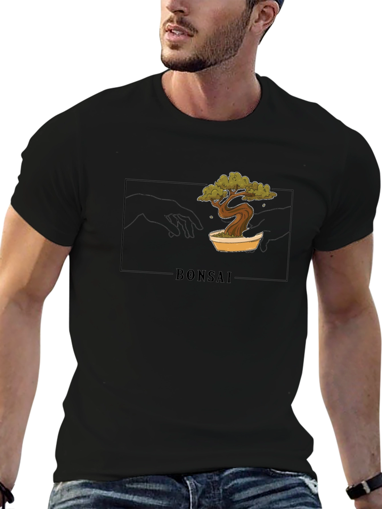 Black Bonsai Creation Graphic Tee - Black Unisex T-Shirt view 6