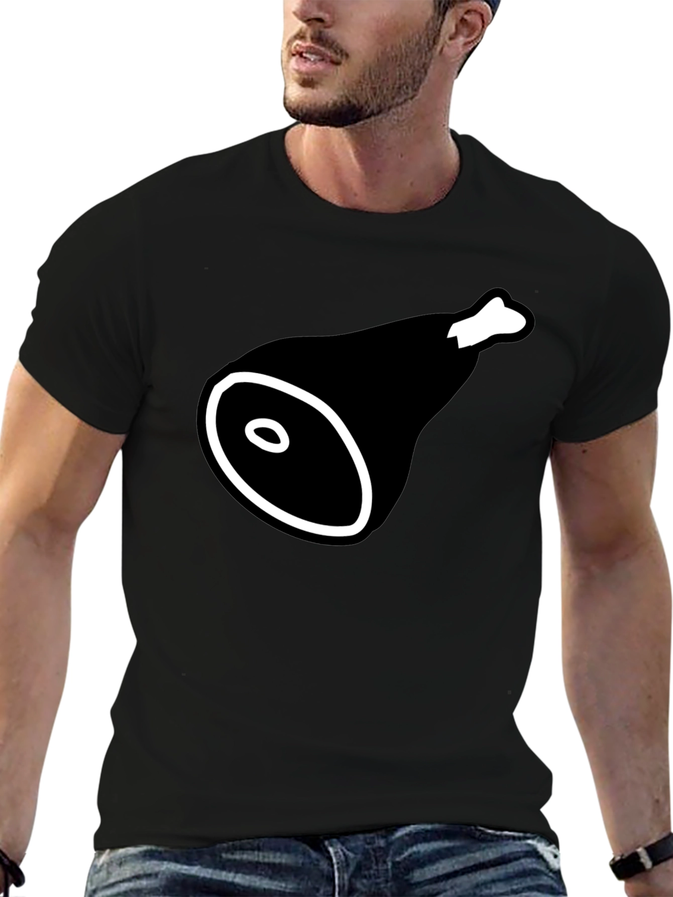 Black Ham Graphic T-Shirt - Funny Food Tee for Meat Lovers view 6