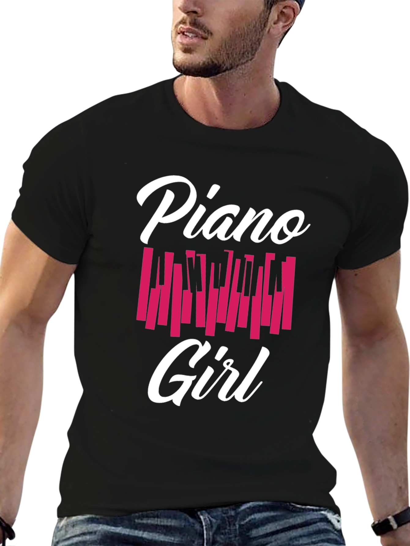 Black Piano Girl Graphic Tee - Musician Fashion view 6