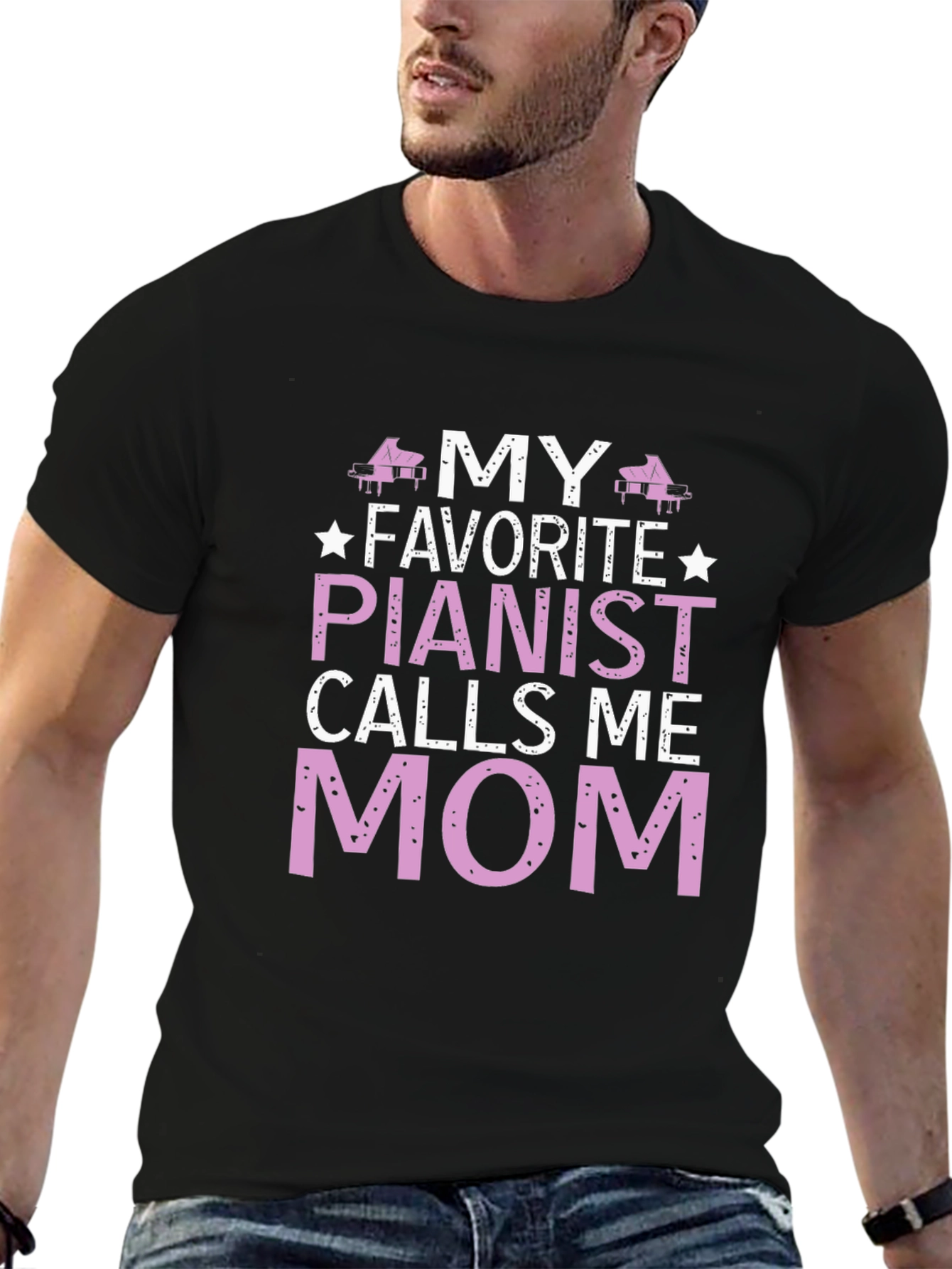 Black My Favorite Pianist Calls Me Mom T-Shirt view 6