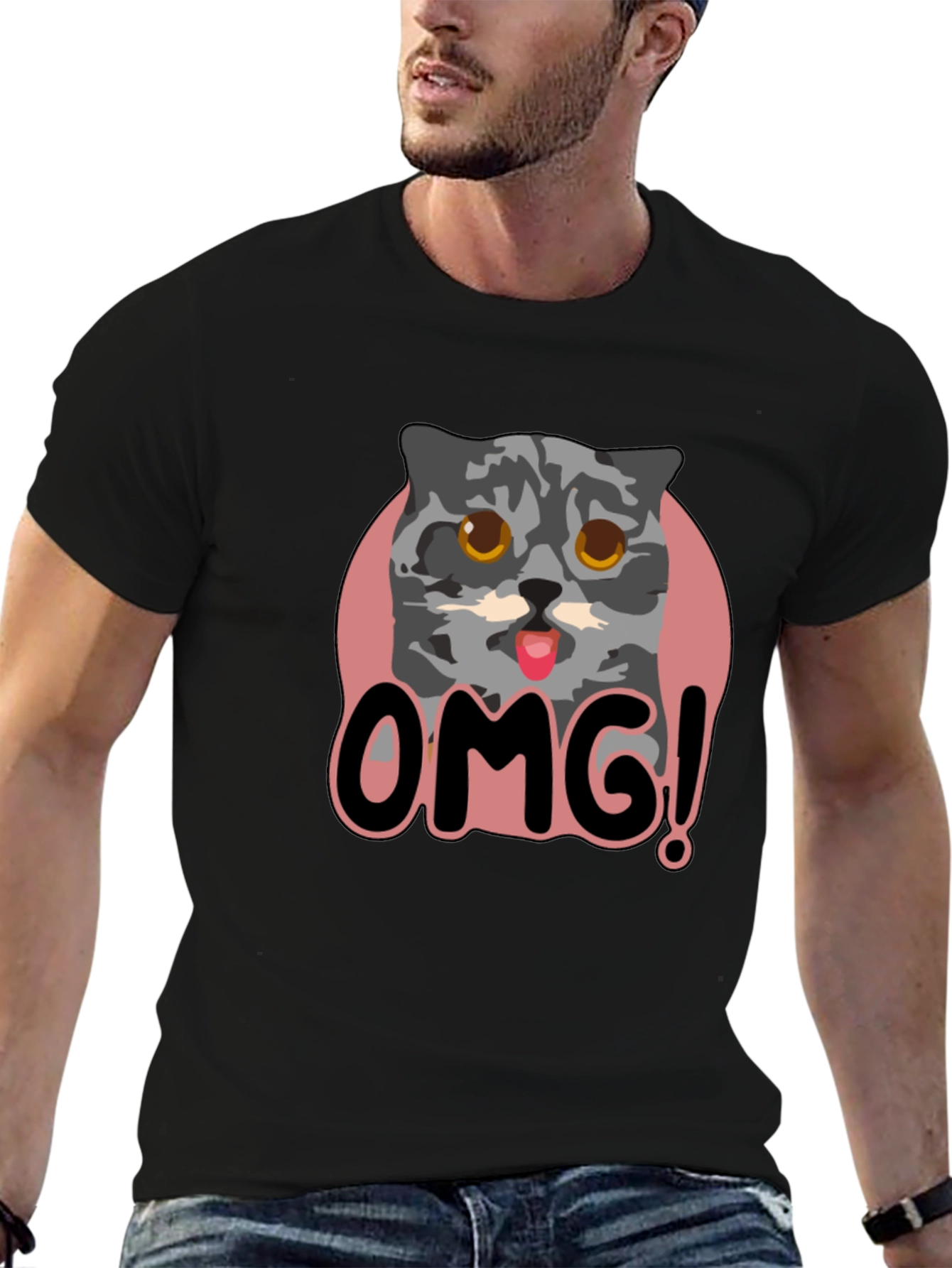 OMG Cat Graphic Tee - Unisex Black T-Shirt - 6