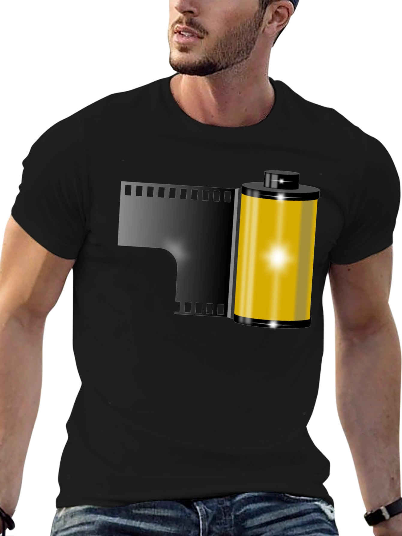 Black Film Roll Graphic Tee - Retro Photography Shirt view 6