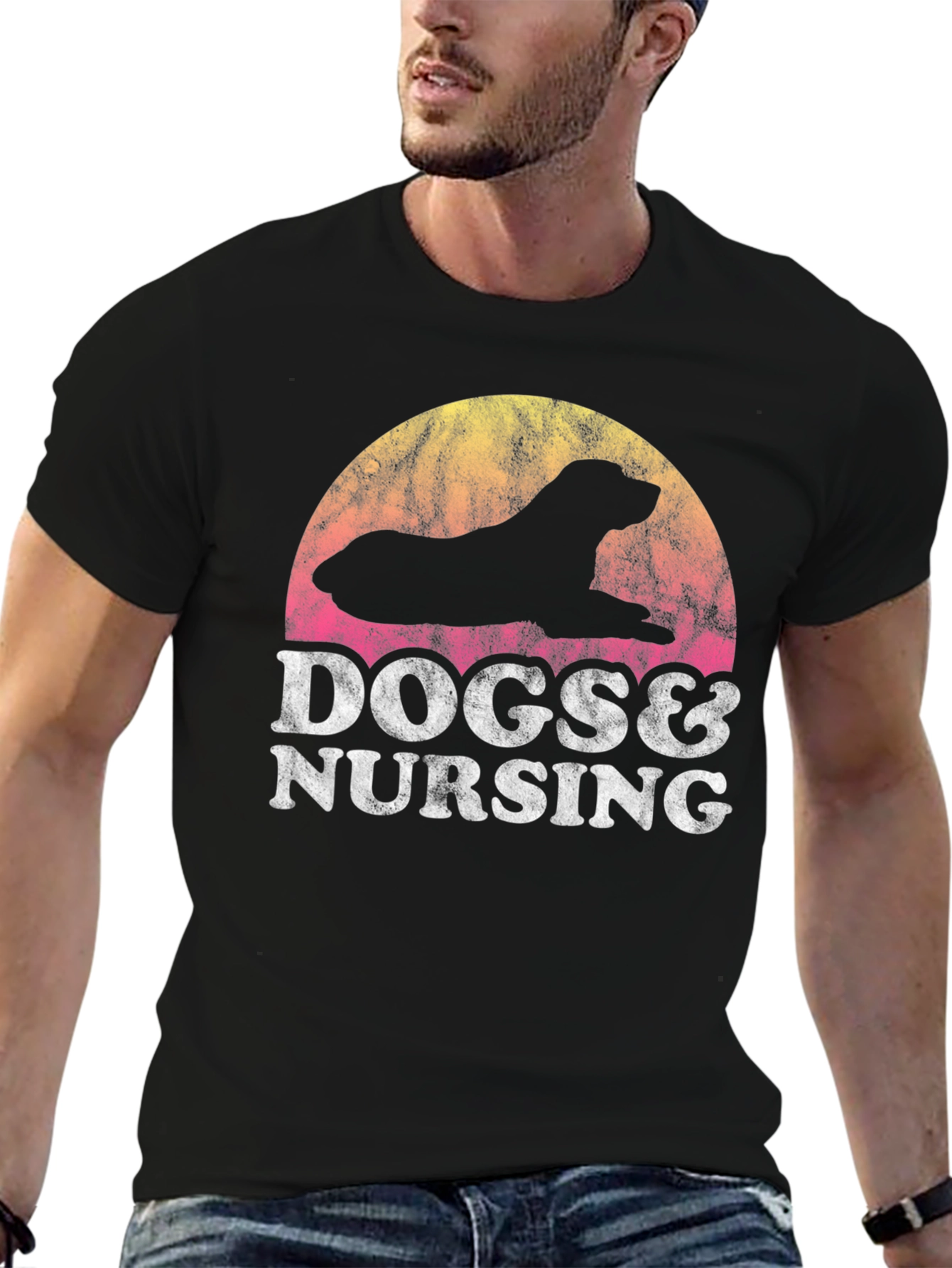 Black Dogs & Nursing Graphic Tee - Black view 6