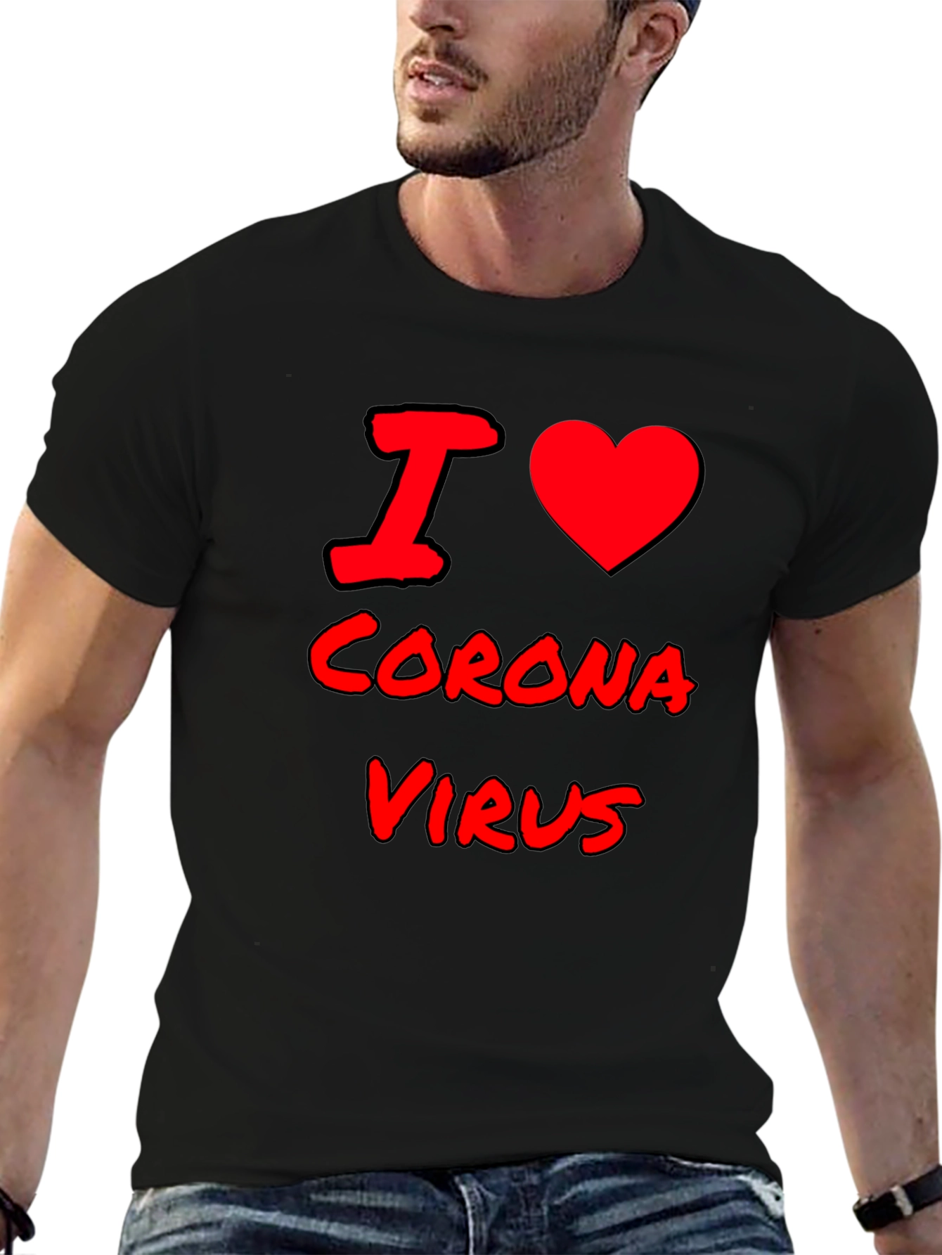 Black I Love Coronavirus Graphic Tee - Black view 6