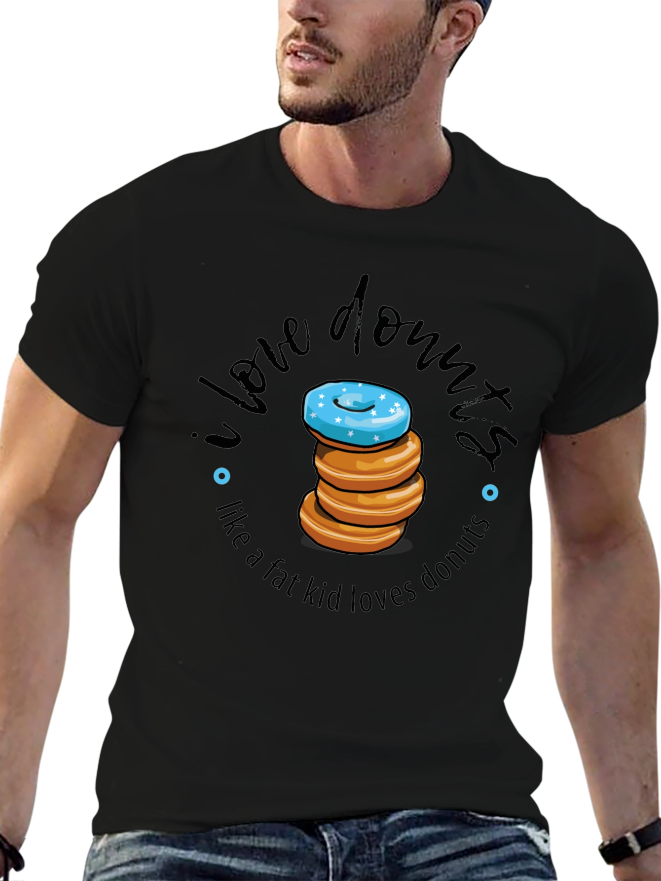 Black I Love Donuts T-Shirt view 6