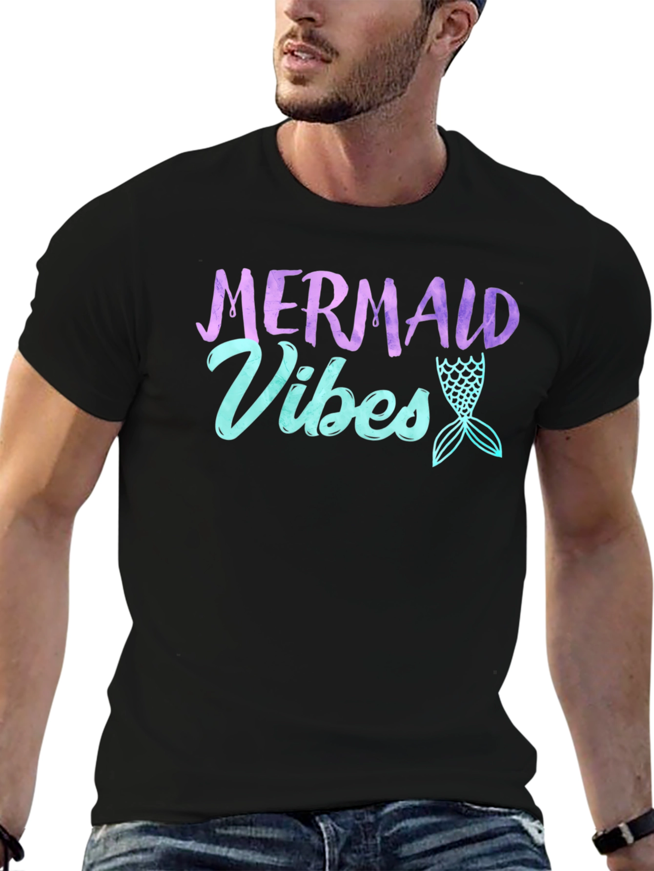 Black Mermaid Vibes T-Shirt - Black Graphic Tee view 6