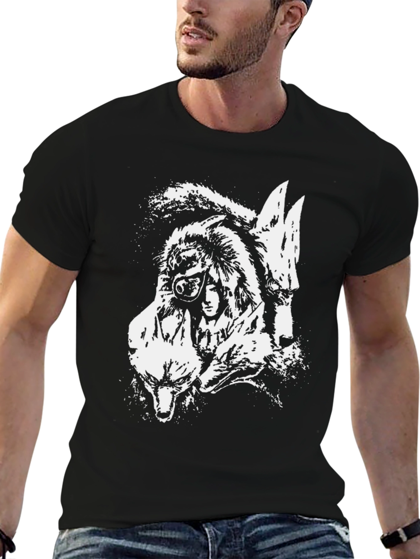 Black Wolfpack Graphic Print Black T-Shirt view 6