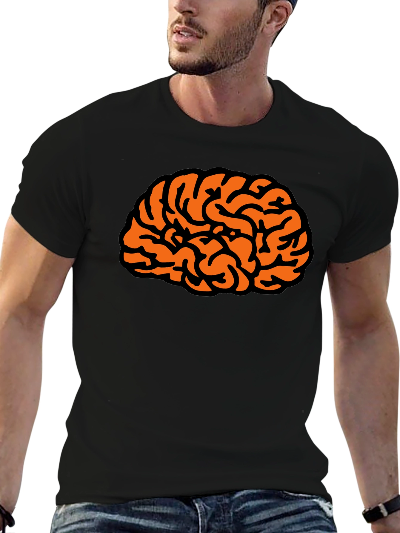 Black Brain Graphic Tee - Black Short Sleeve Shirt view 6