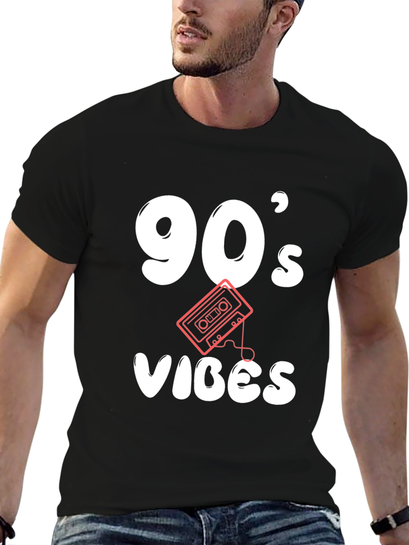 Black 90's Vibes Black Graphic Tee view 6