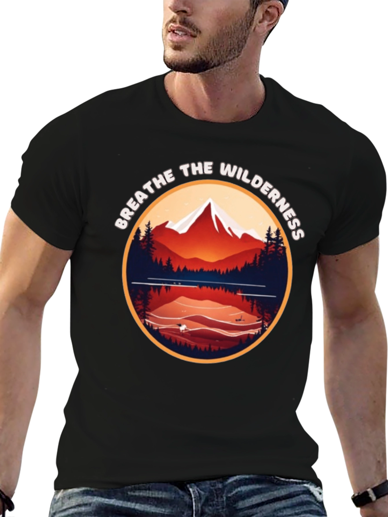 Black Breathe the Wilderness Graphic Tee view 6