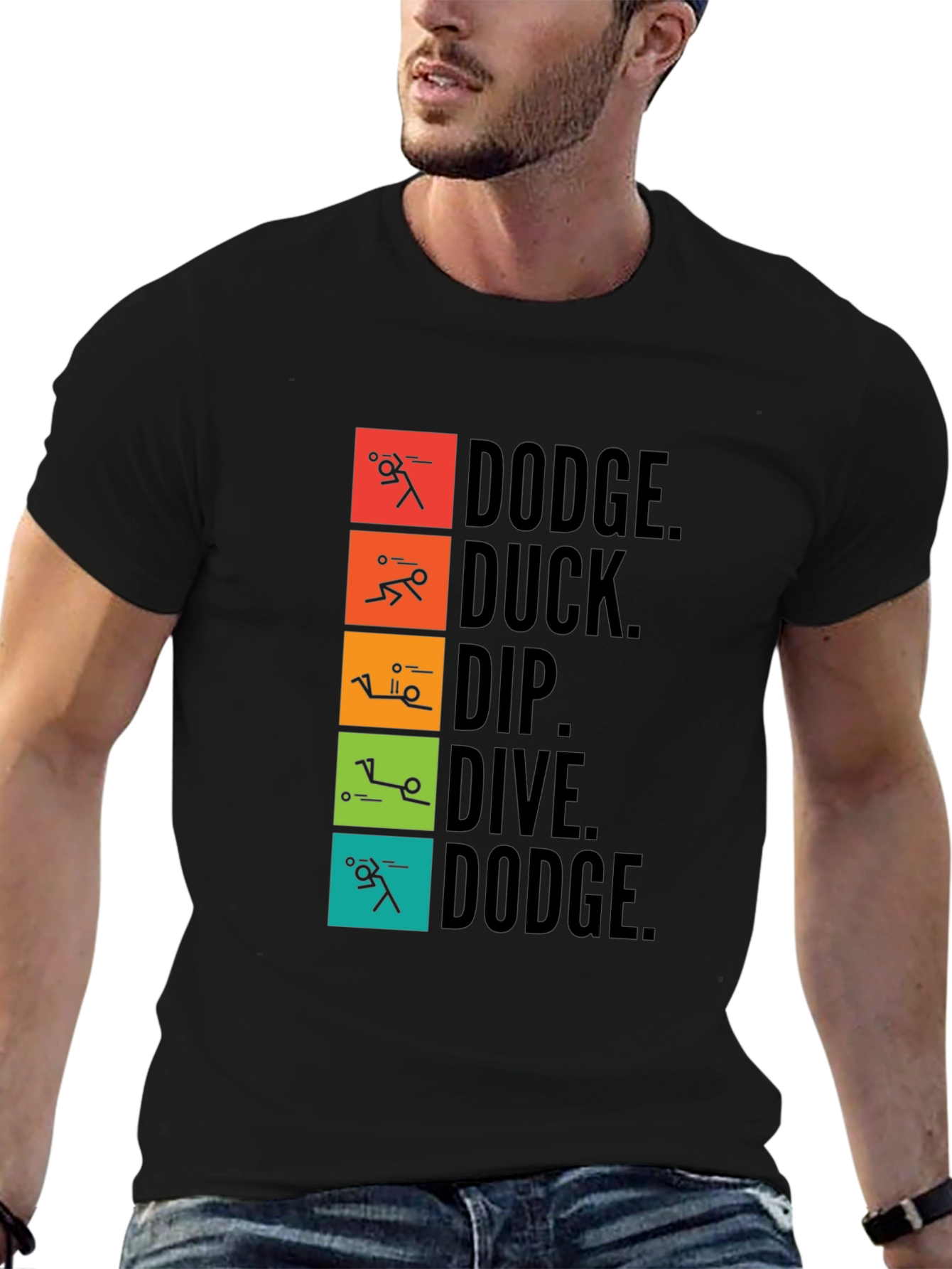 Black Dodgeball Stick Figure Graphic Tee view 6